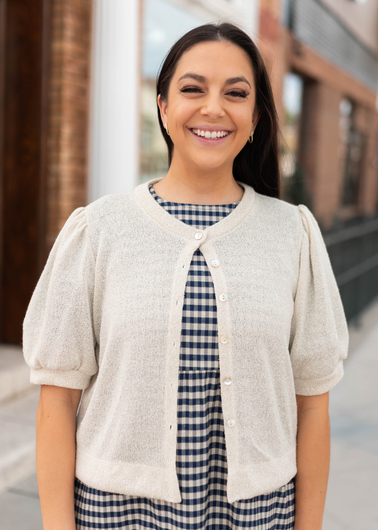 Brooke Ivory Puff Sleeve Cardigan