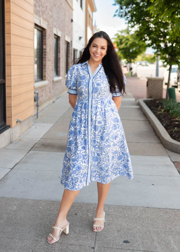 Brooklyn Blue Floral Collared Dress