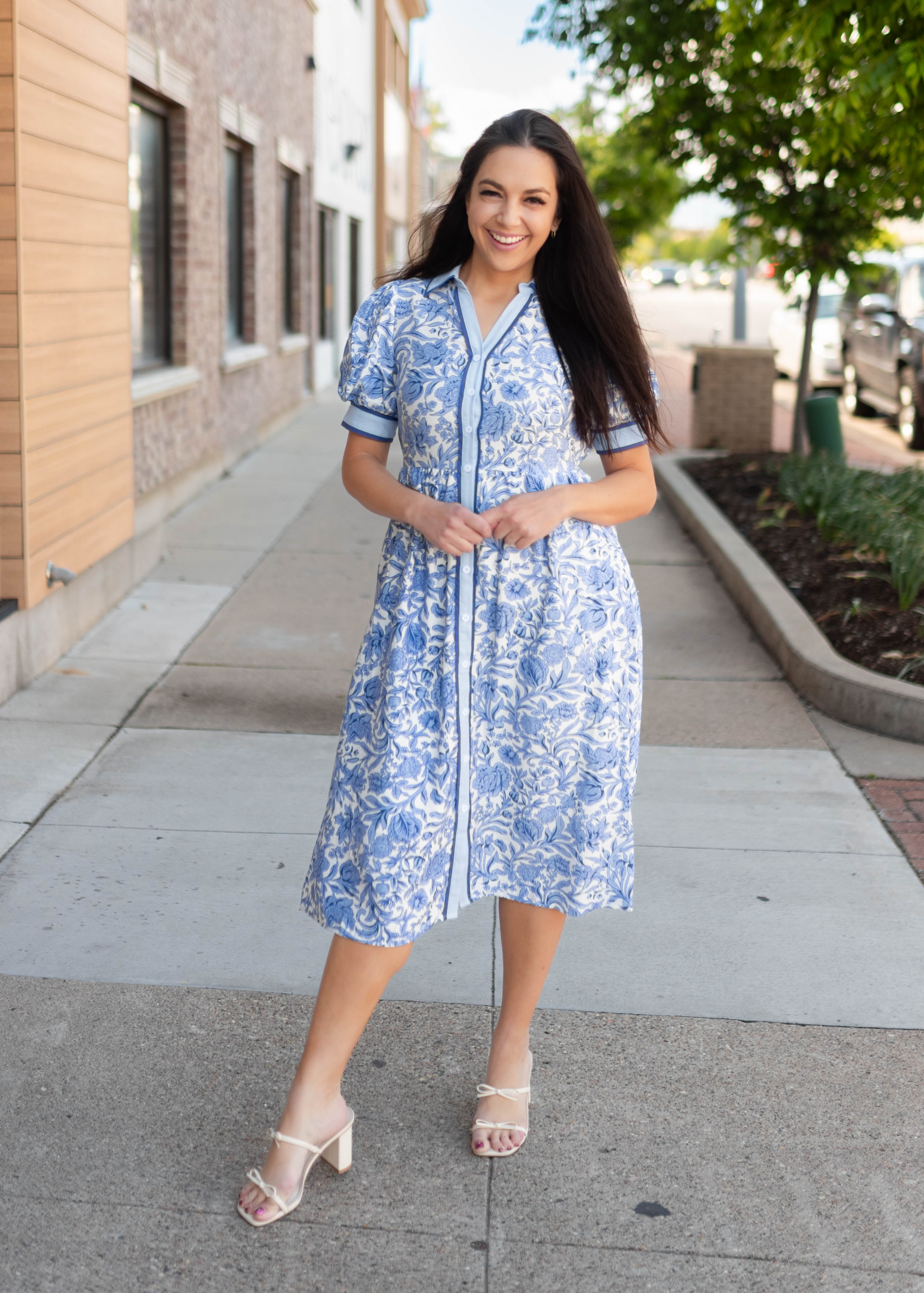 Brooklyn Blue Floral Collared Dress