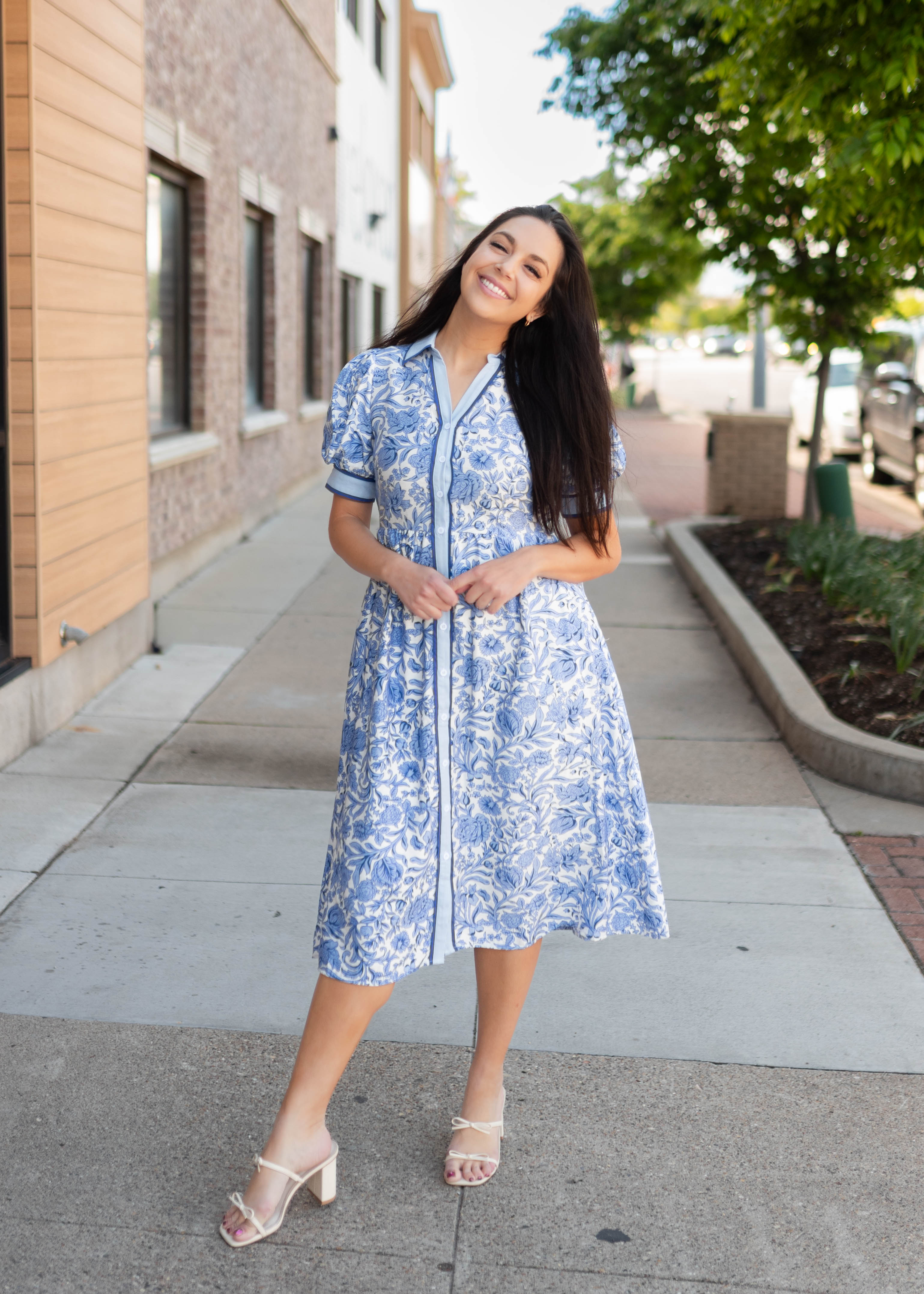 Brooklyn Blue Floral Collared Dress