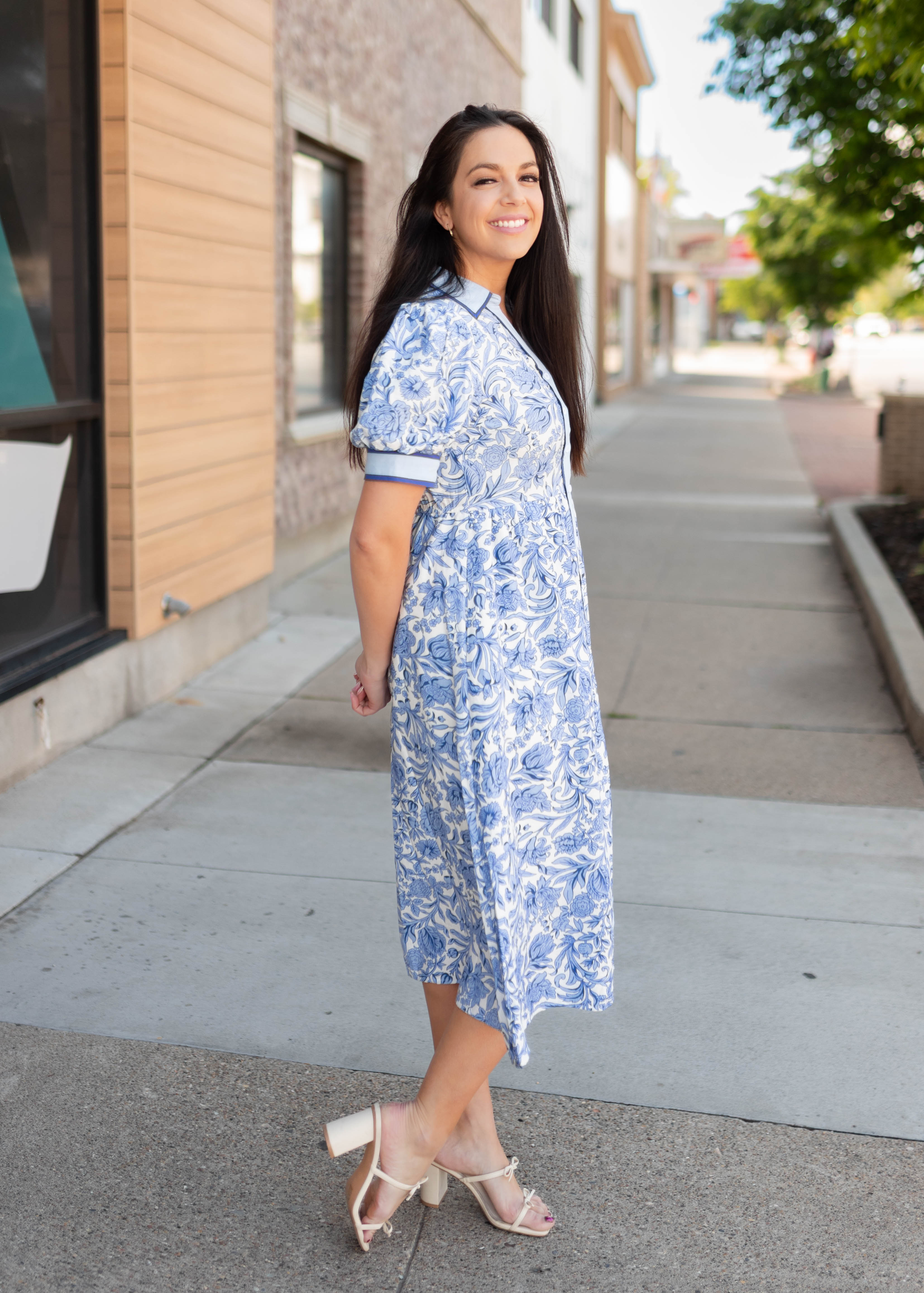 Brooklyn Blue Floral Collared Dress