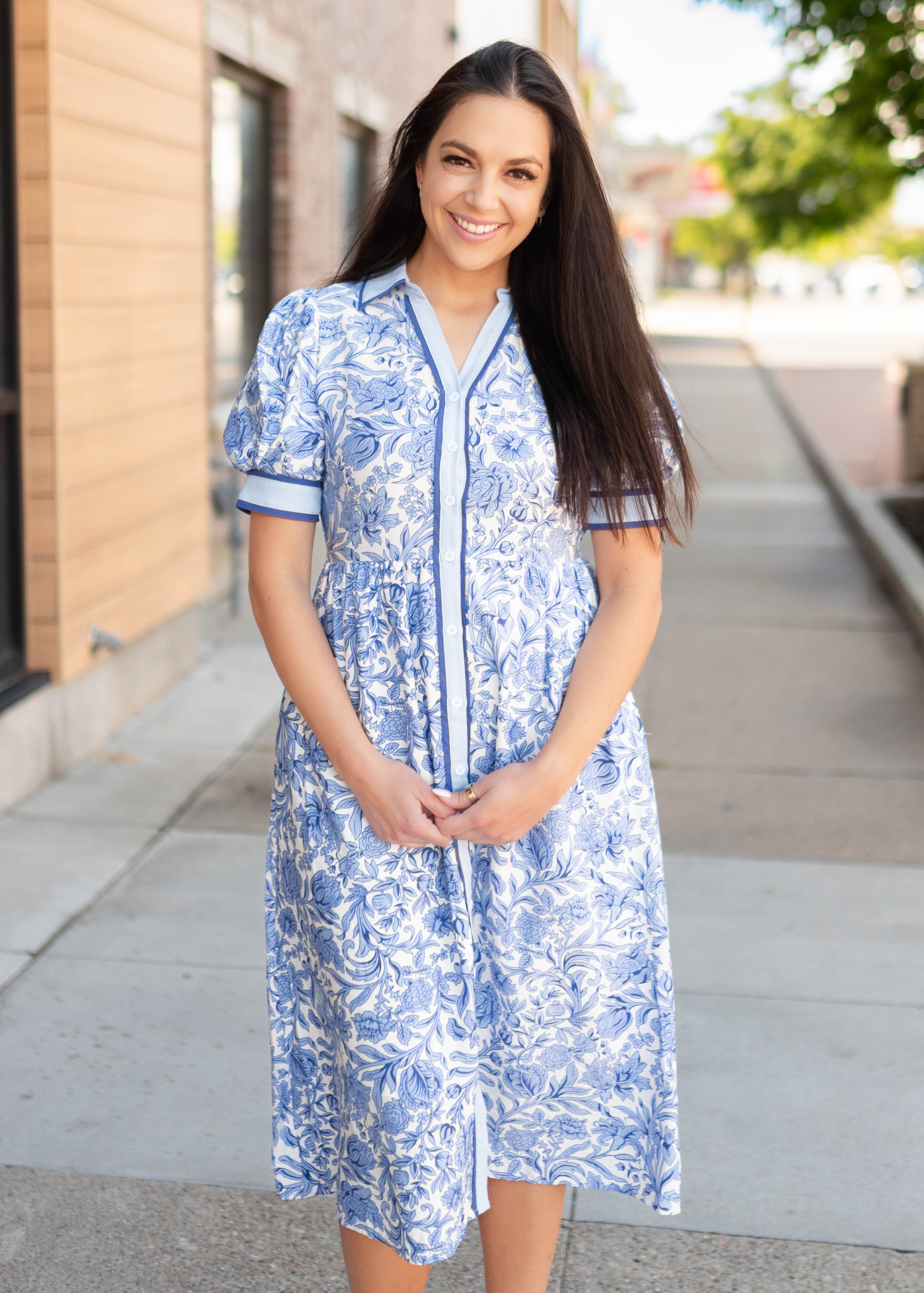 Brooklyn Blue Floral Collared Dress