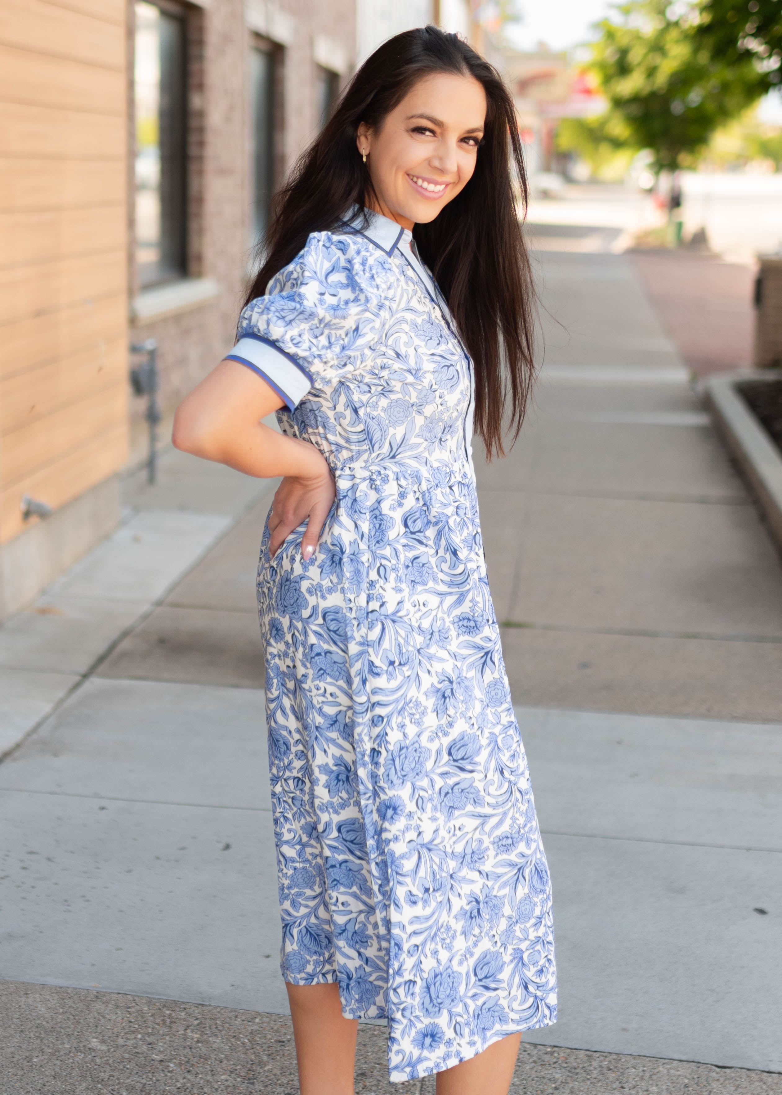 Brooklyn Blue Floral Collared Dress