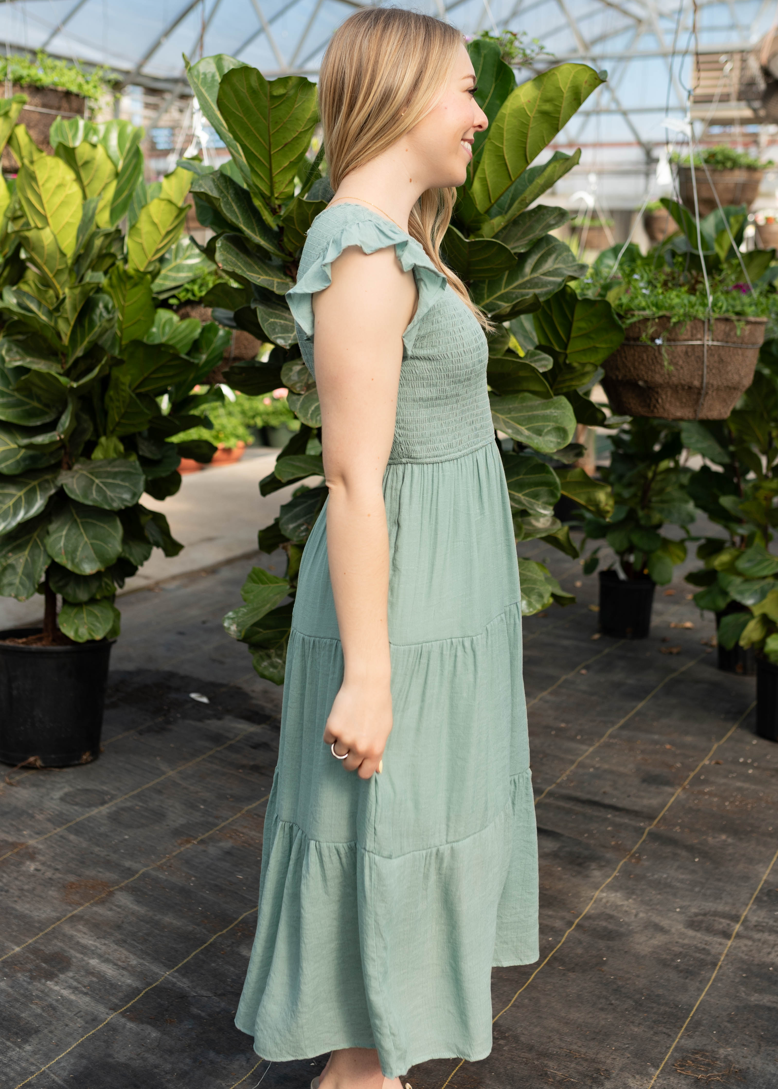 Brylee Sage Smocked Dress