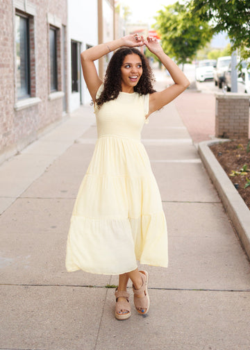 Brylee Yellow Smocked Dress