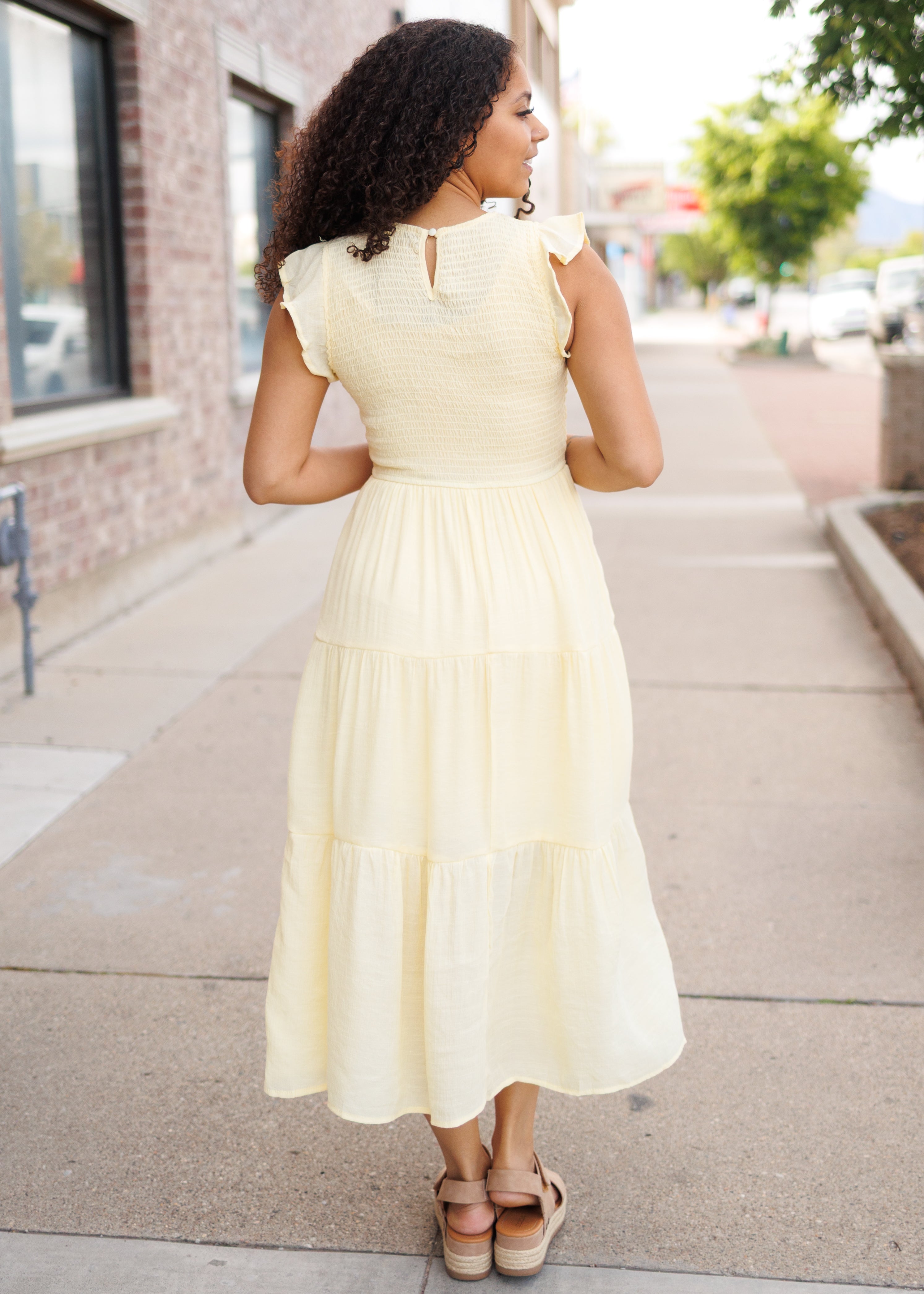 Brylee Yellow Smocked Dress
