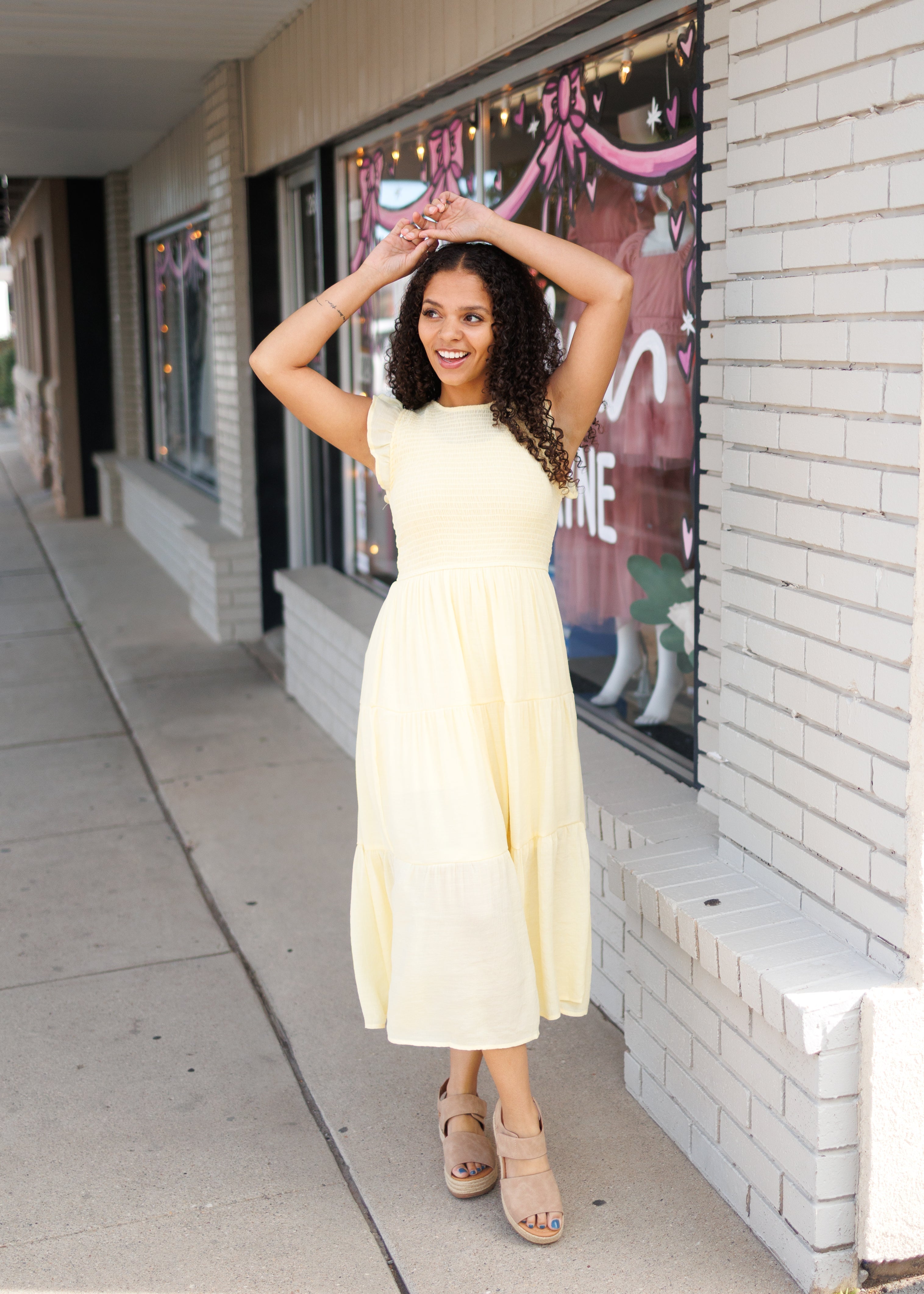 Brylee Yellow Smocked Dress