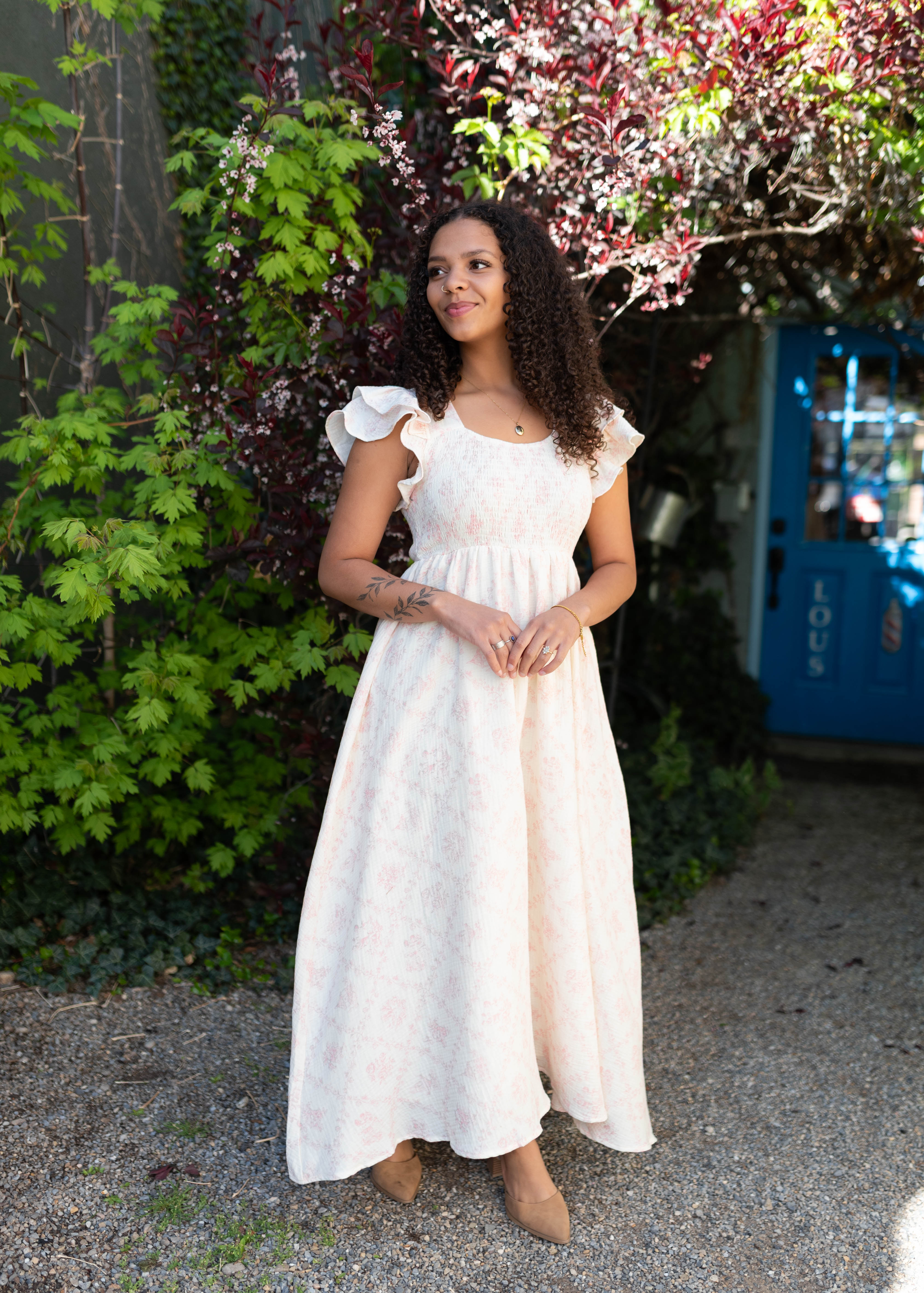Callie Pink Floral Smocked Dress
