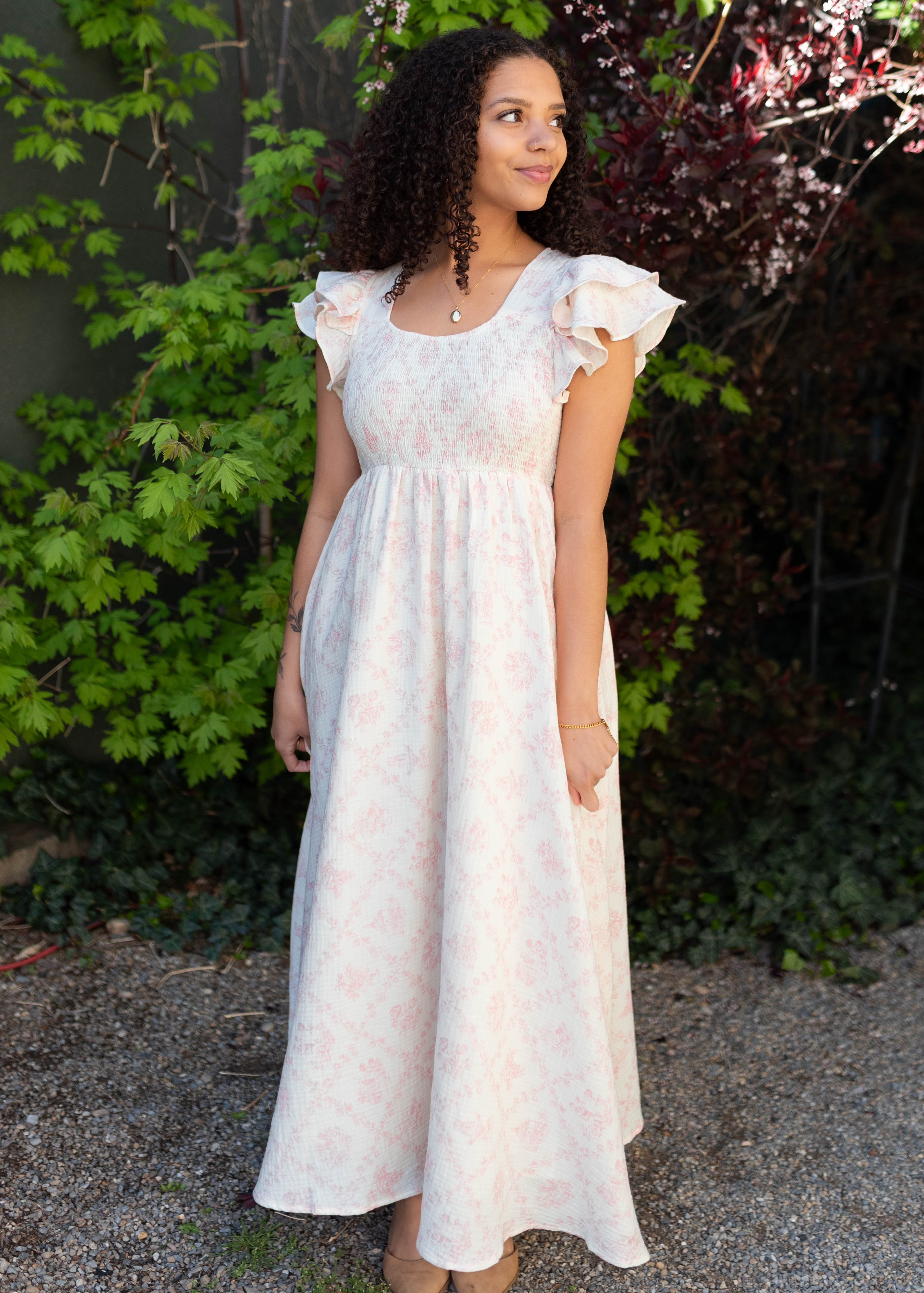 Callie Pink Floral Smocked Dress