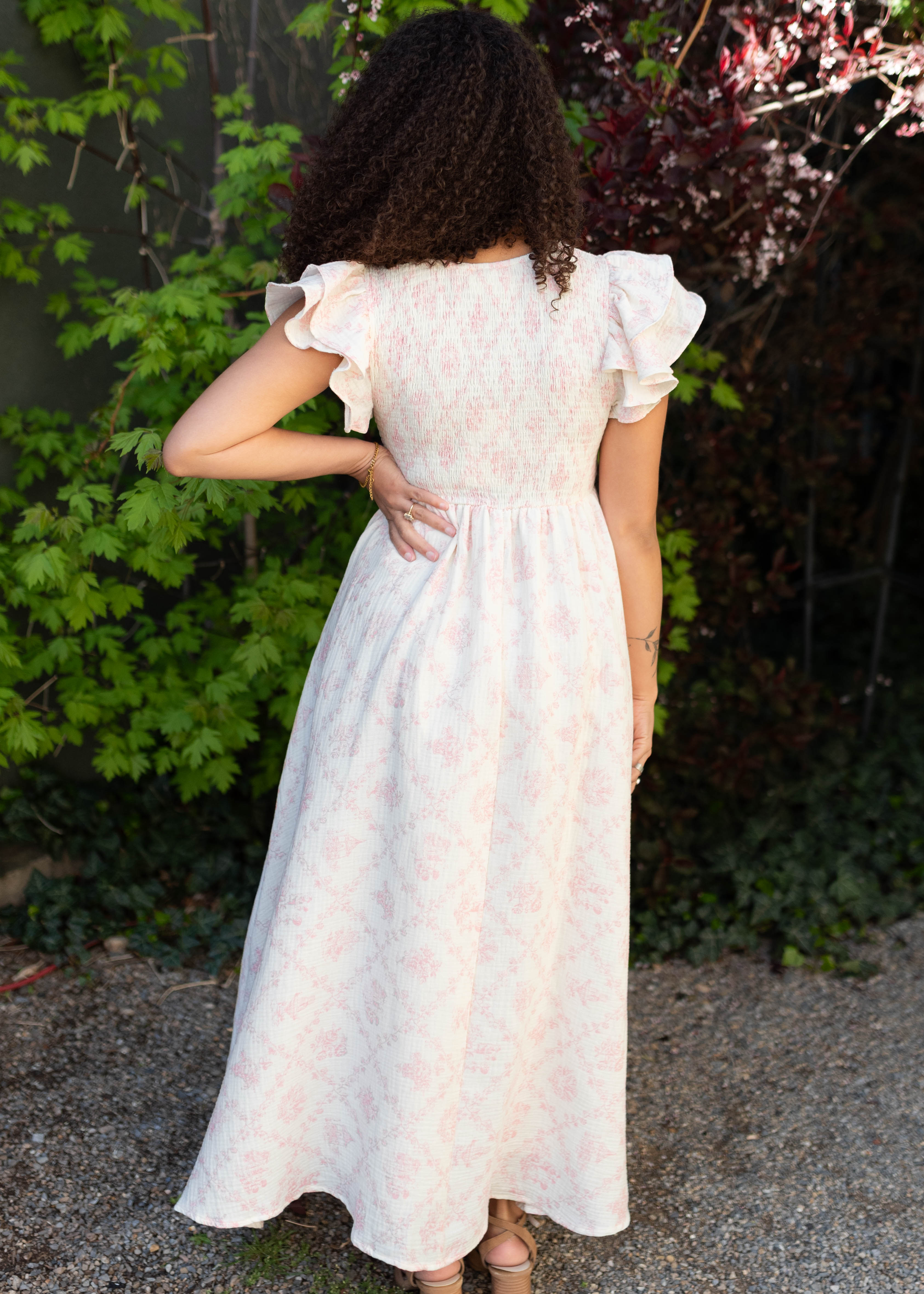 Callie Pink Floral Smocked Dress