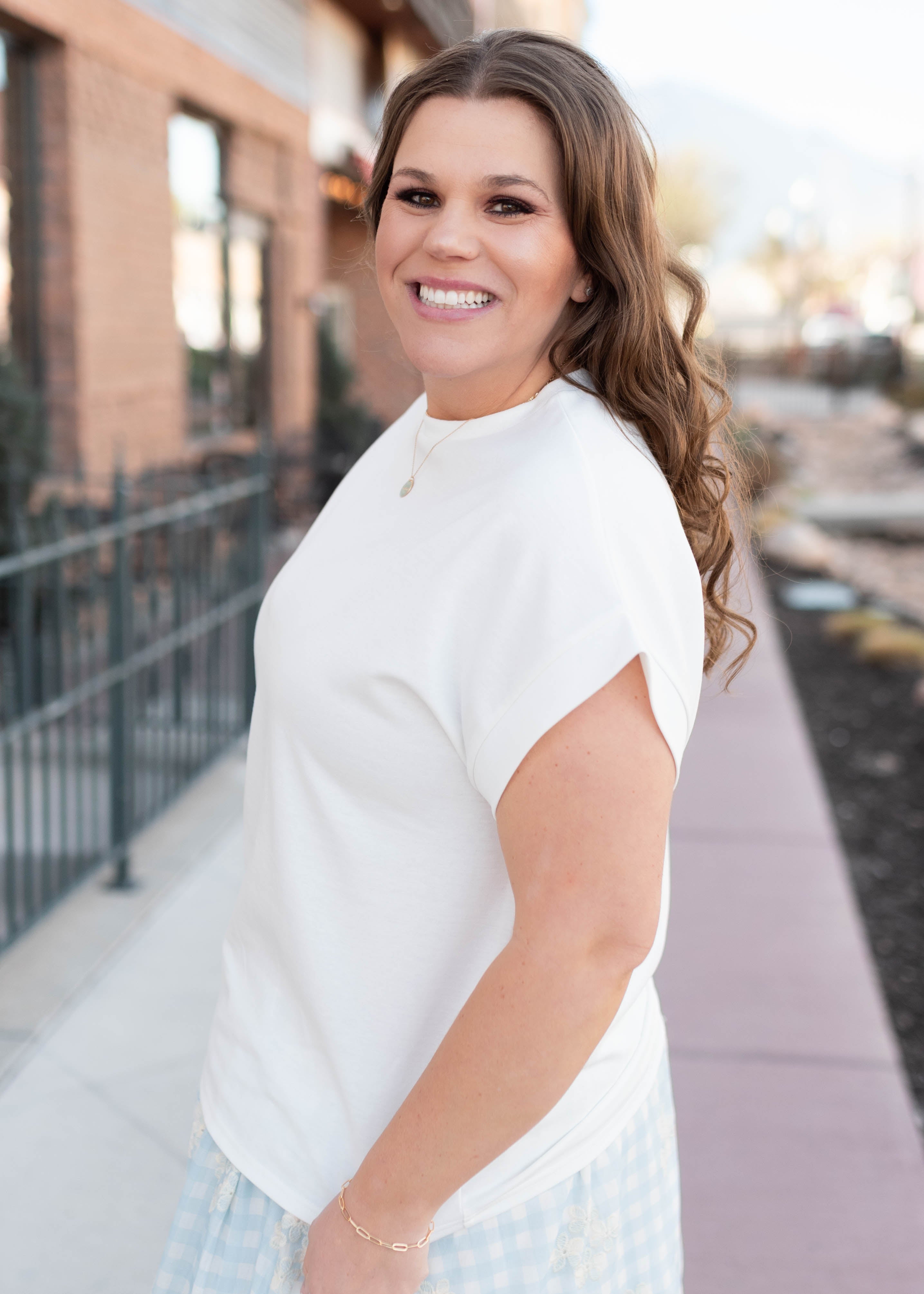 Carla Ivory Cap Sleeve Top