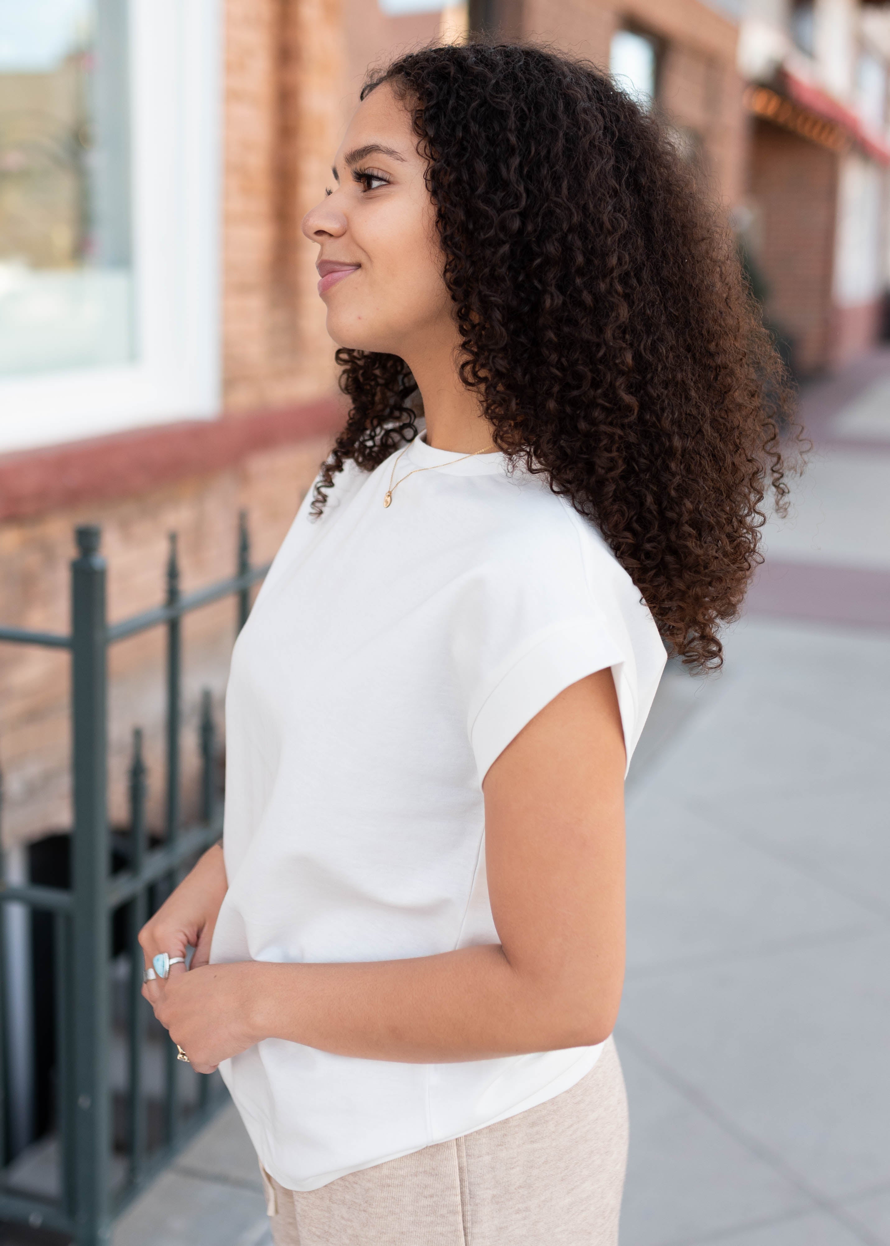 Carla Ivory Cap Sleeve Top