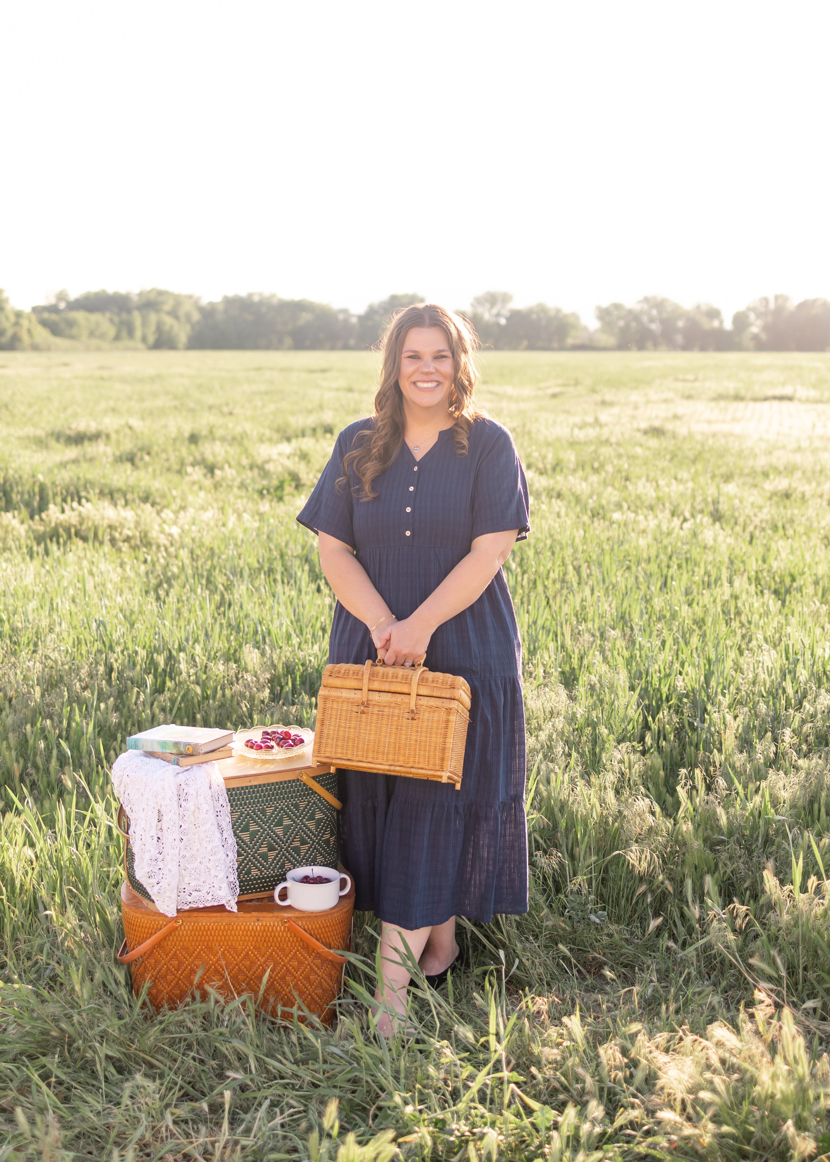 Caroline Navy Button Up Dress