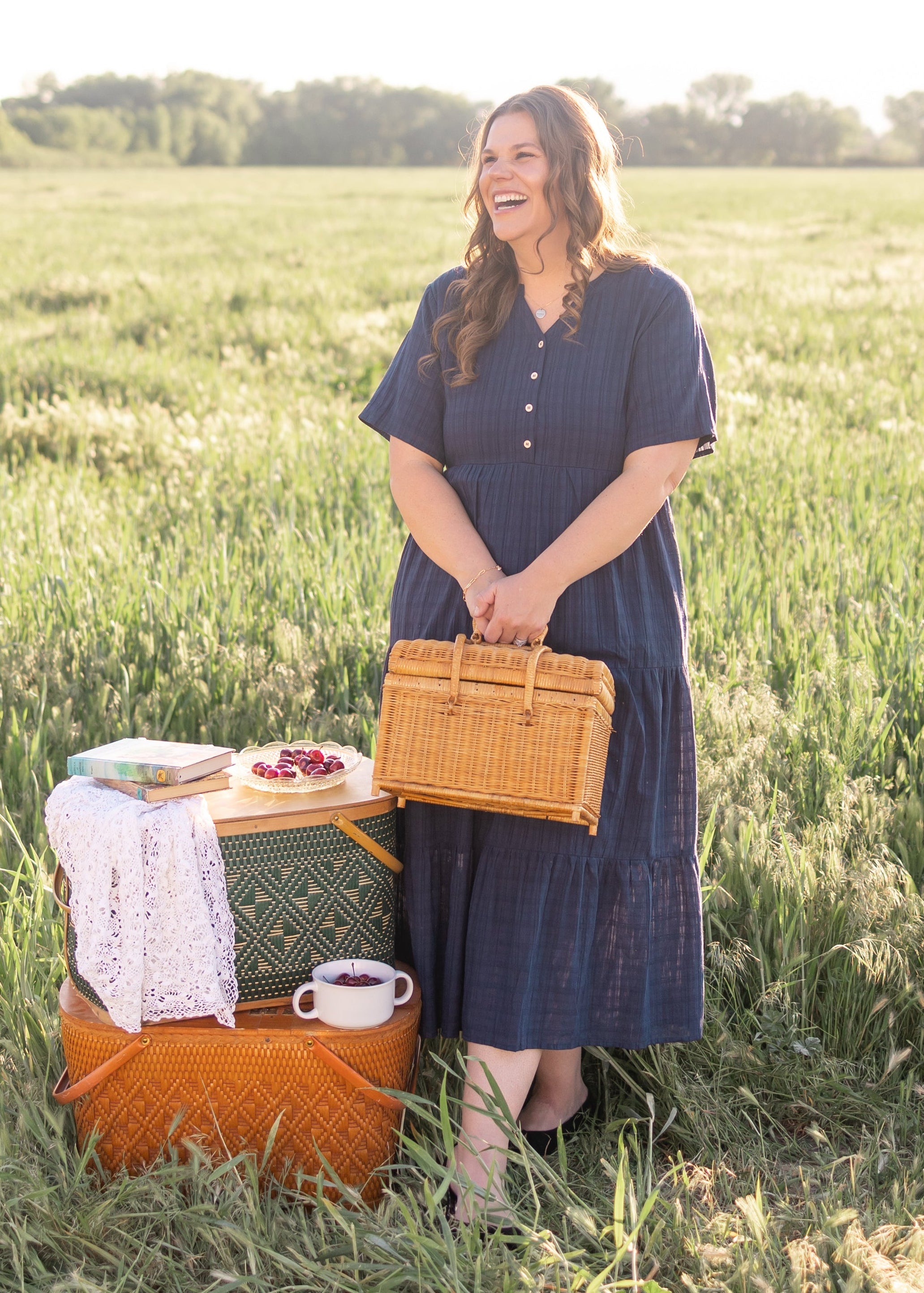 Caroline Navy Button Up Dress