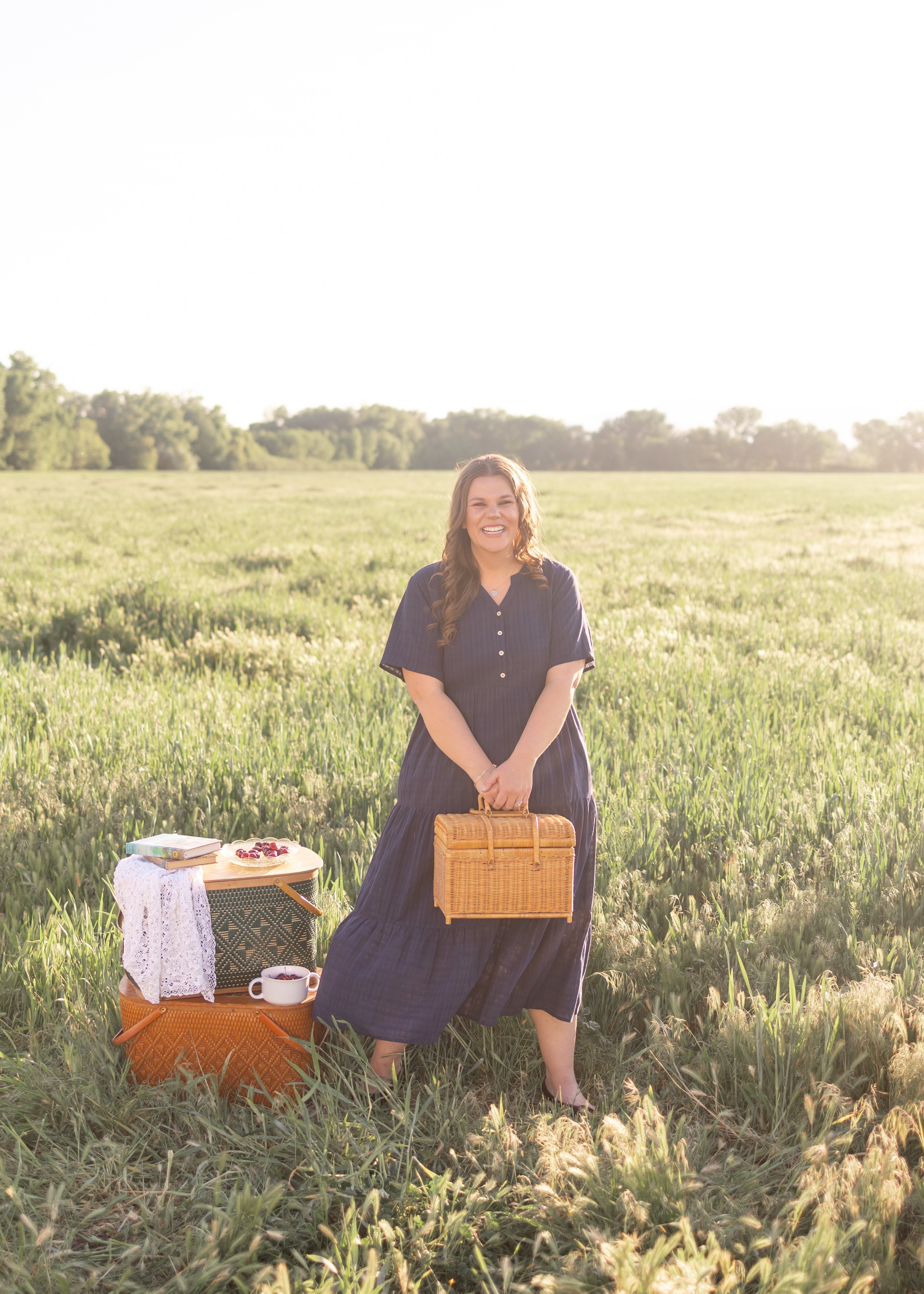Caroline Navy Button Up Dress