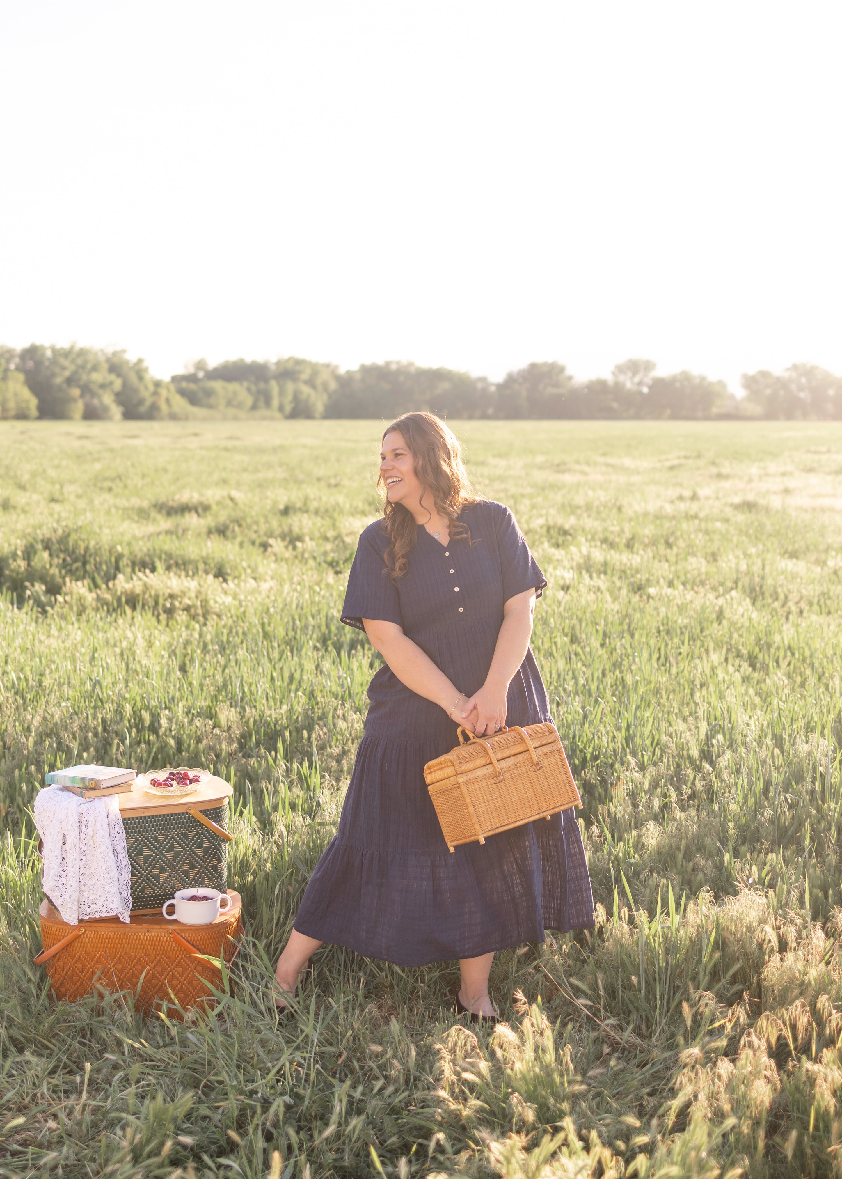 Caroline Navy Button Up Dress