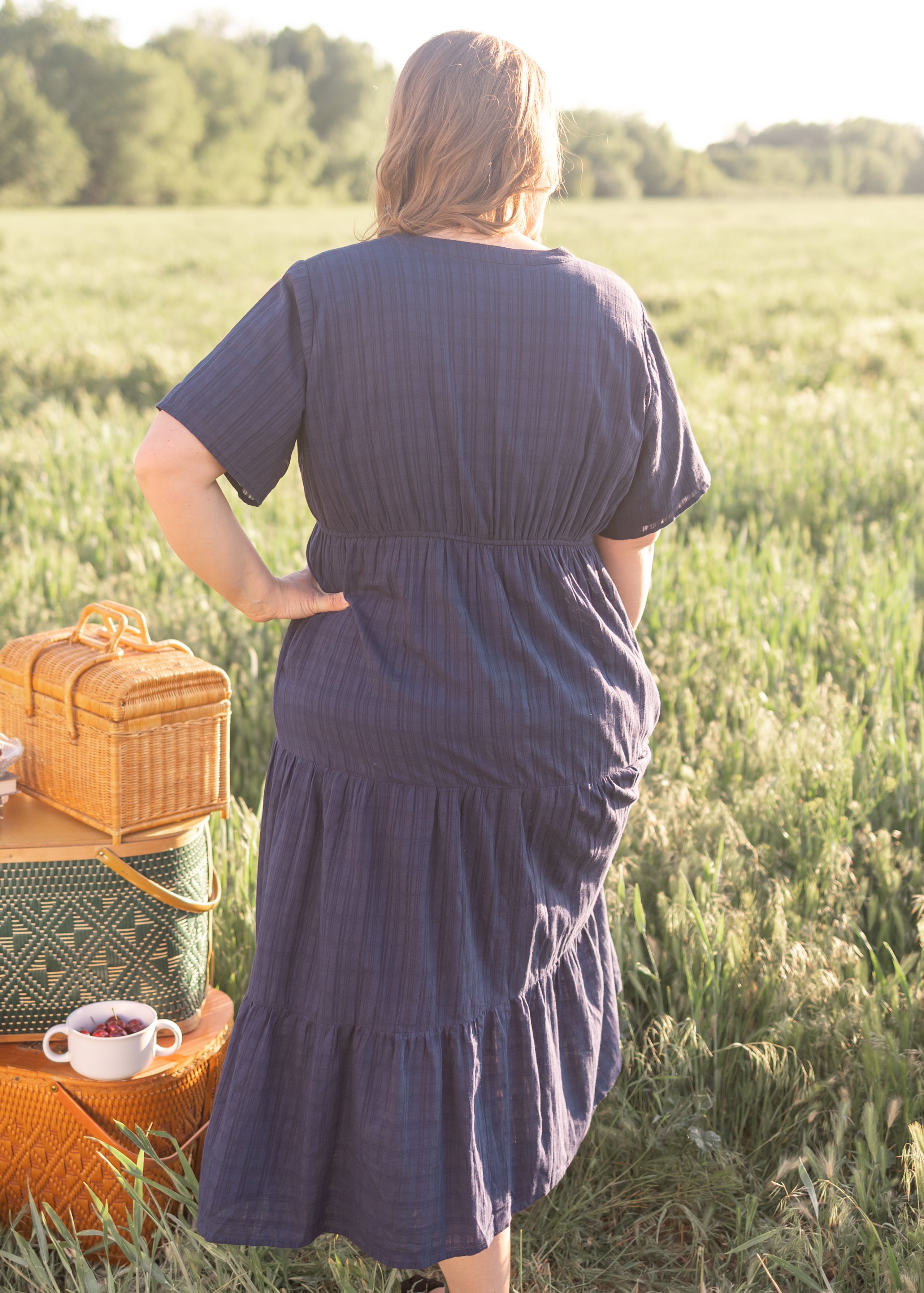 Caroline Navy Button Up Dress