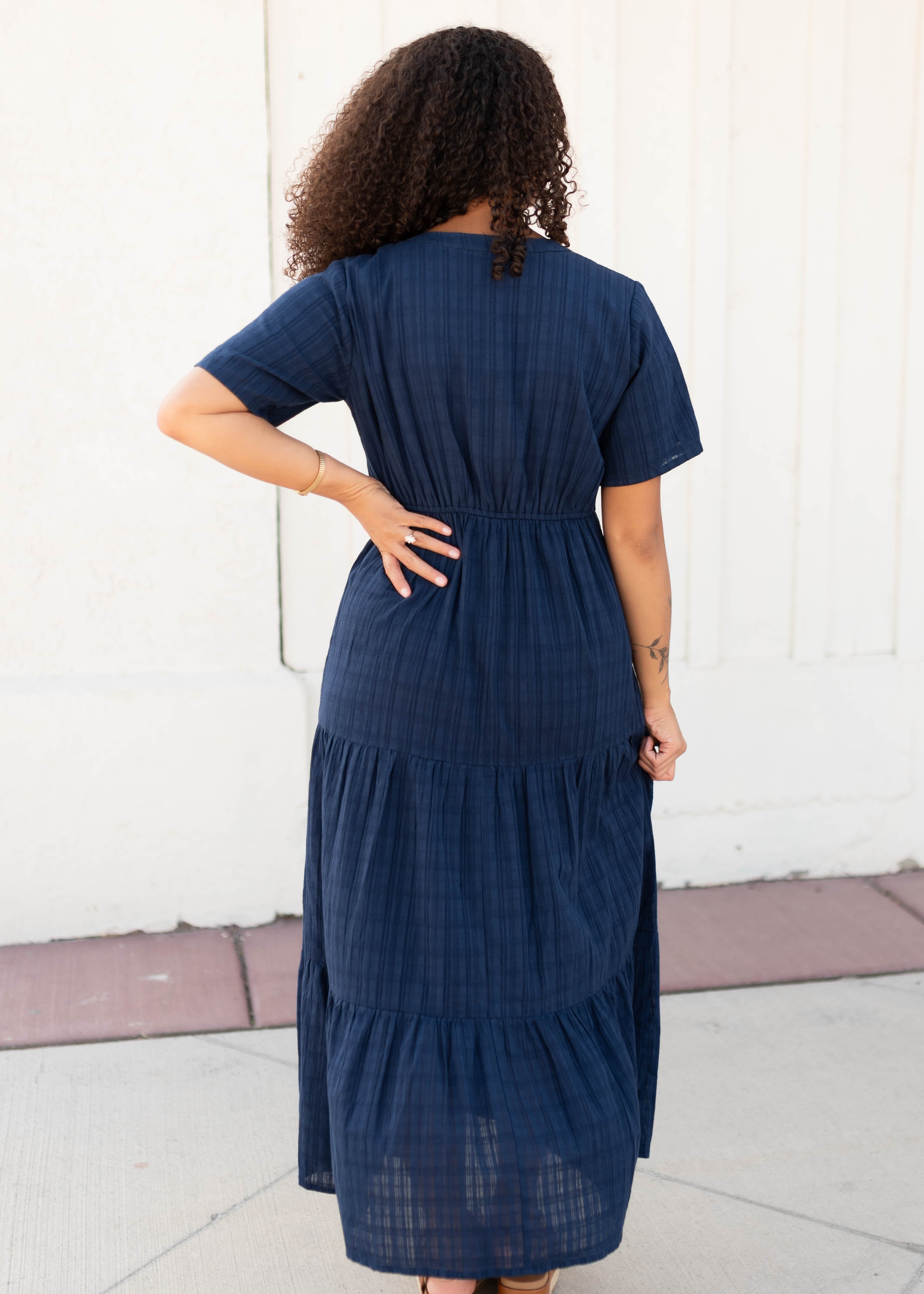 Caroline Navy Button Up Dress