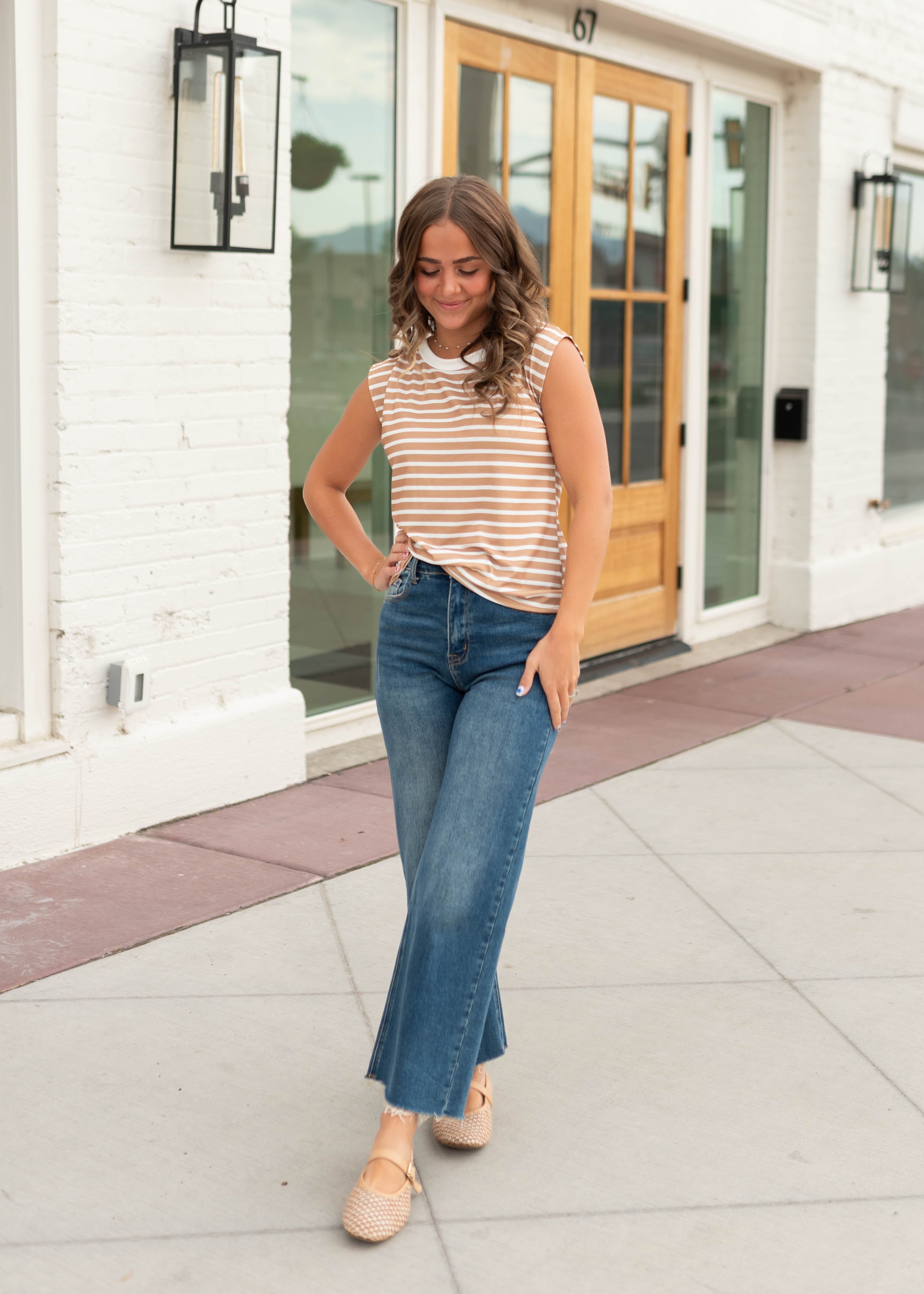 Carolyn Mustard & White Striped Tank