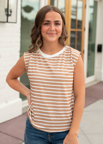 Carolyn Mustard & White Striped Tank