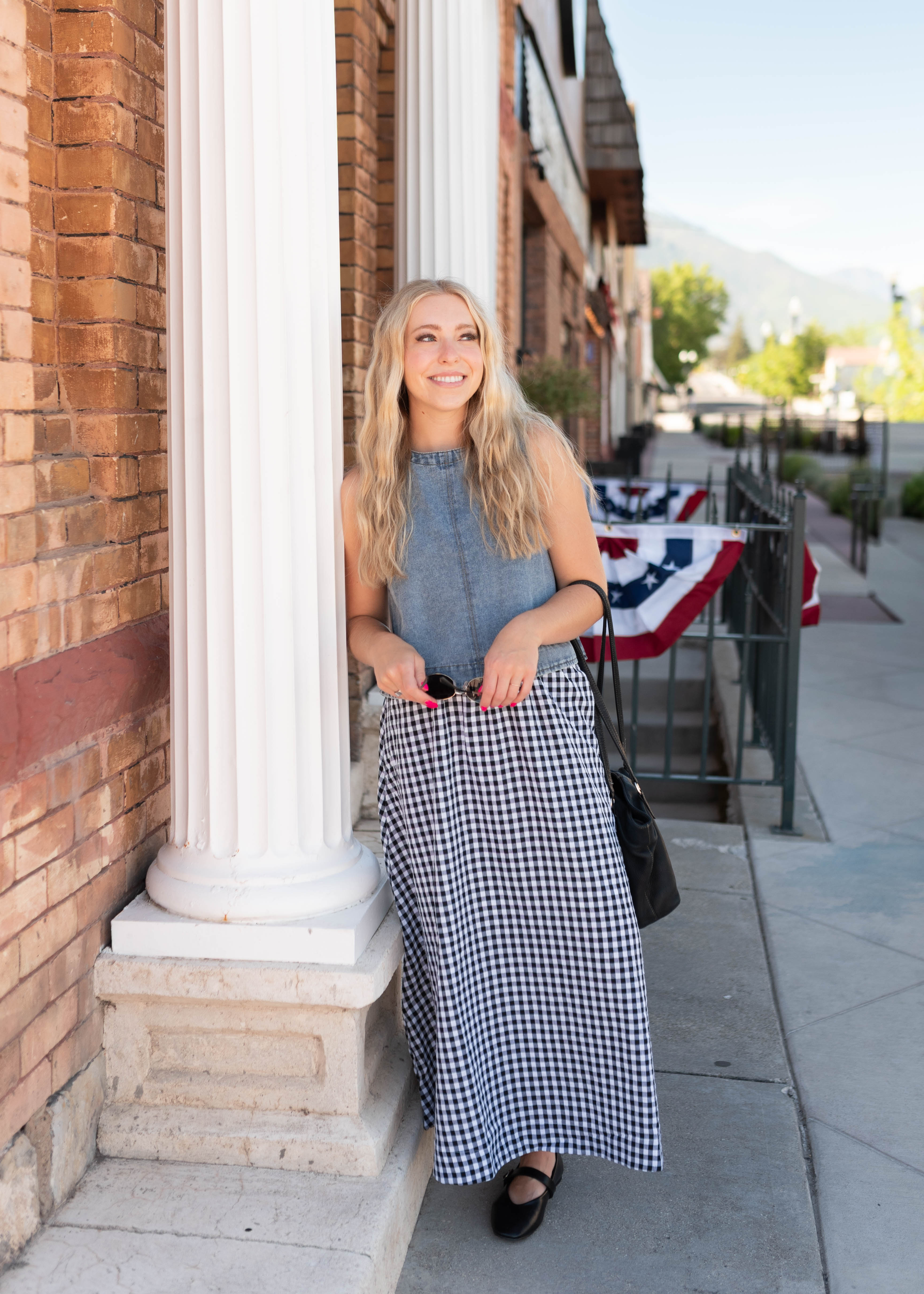 Carrie Black and White Gingham Skirt