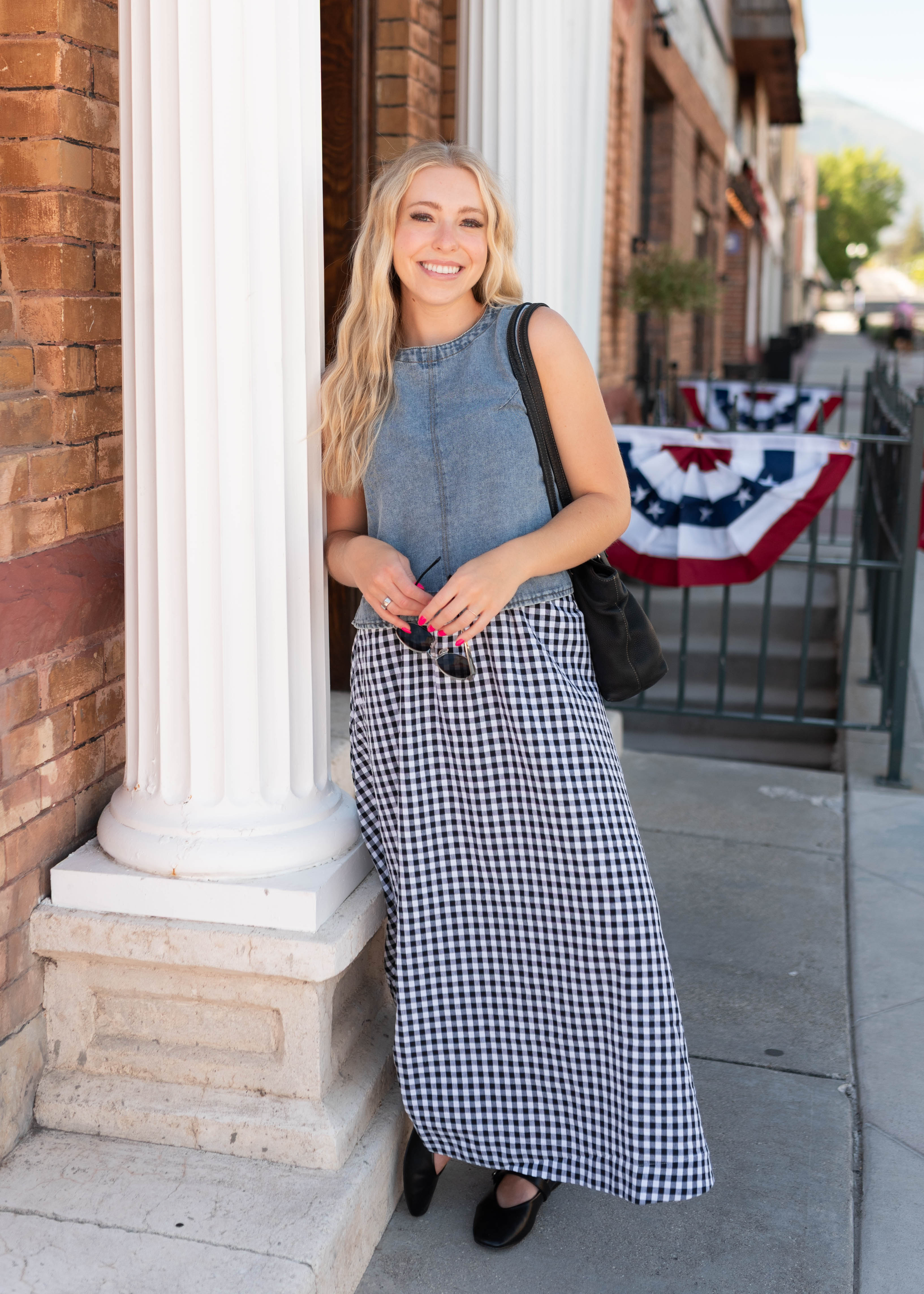 Carrie Black and White Gingham Skirt