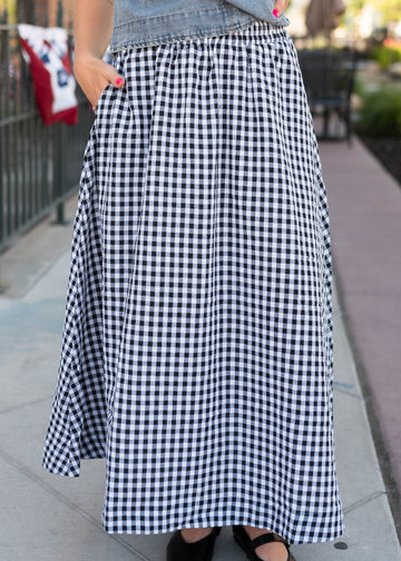 Carrie Black and White Gingham Skirt