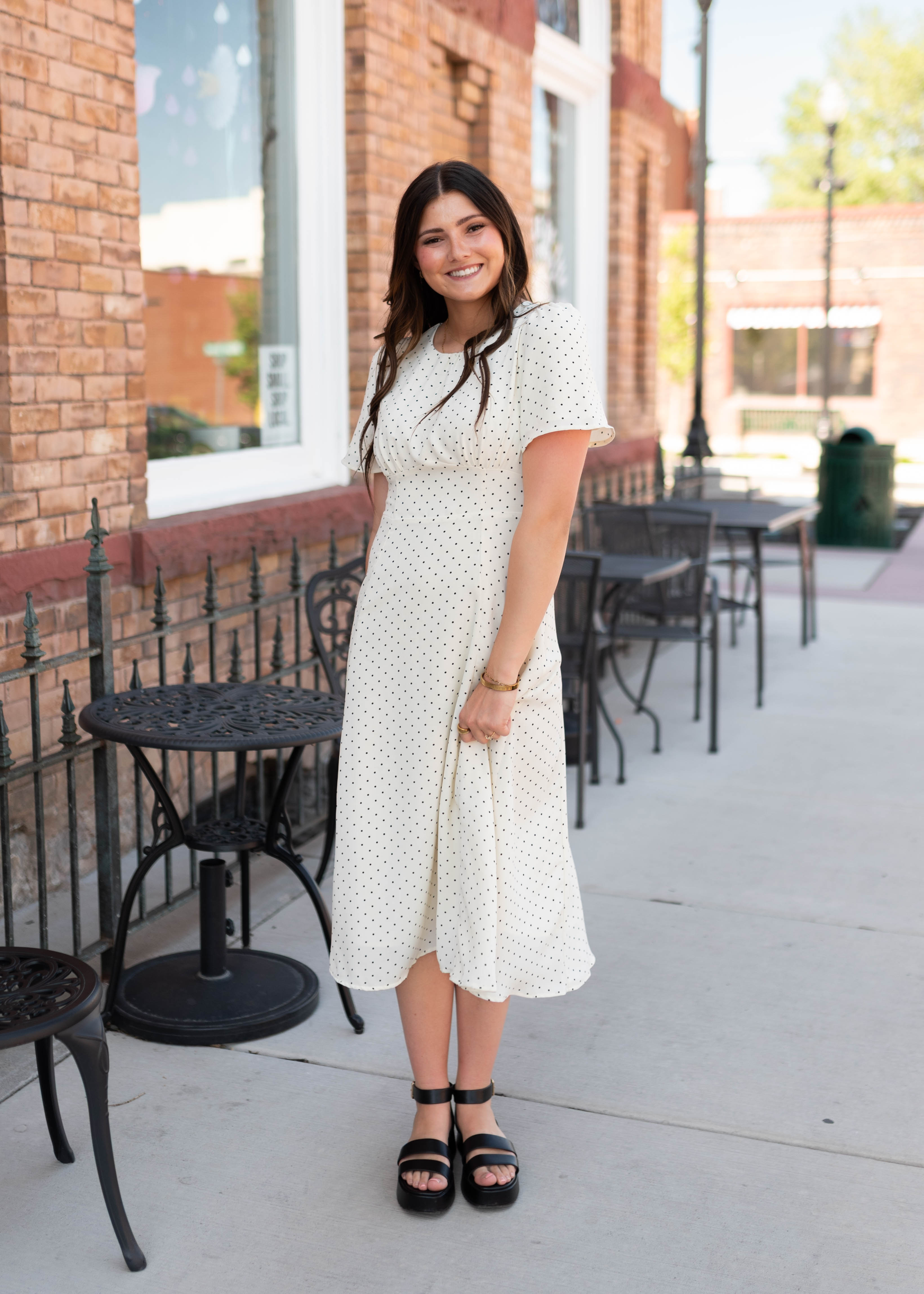 Cassandra Ivory Polka Dot Dress