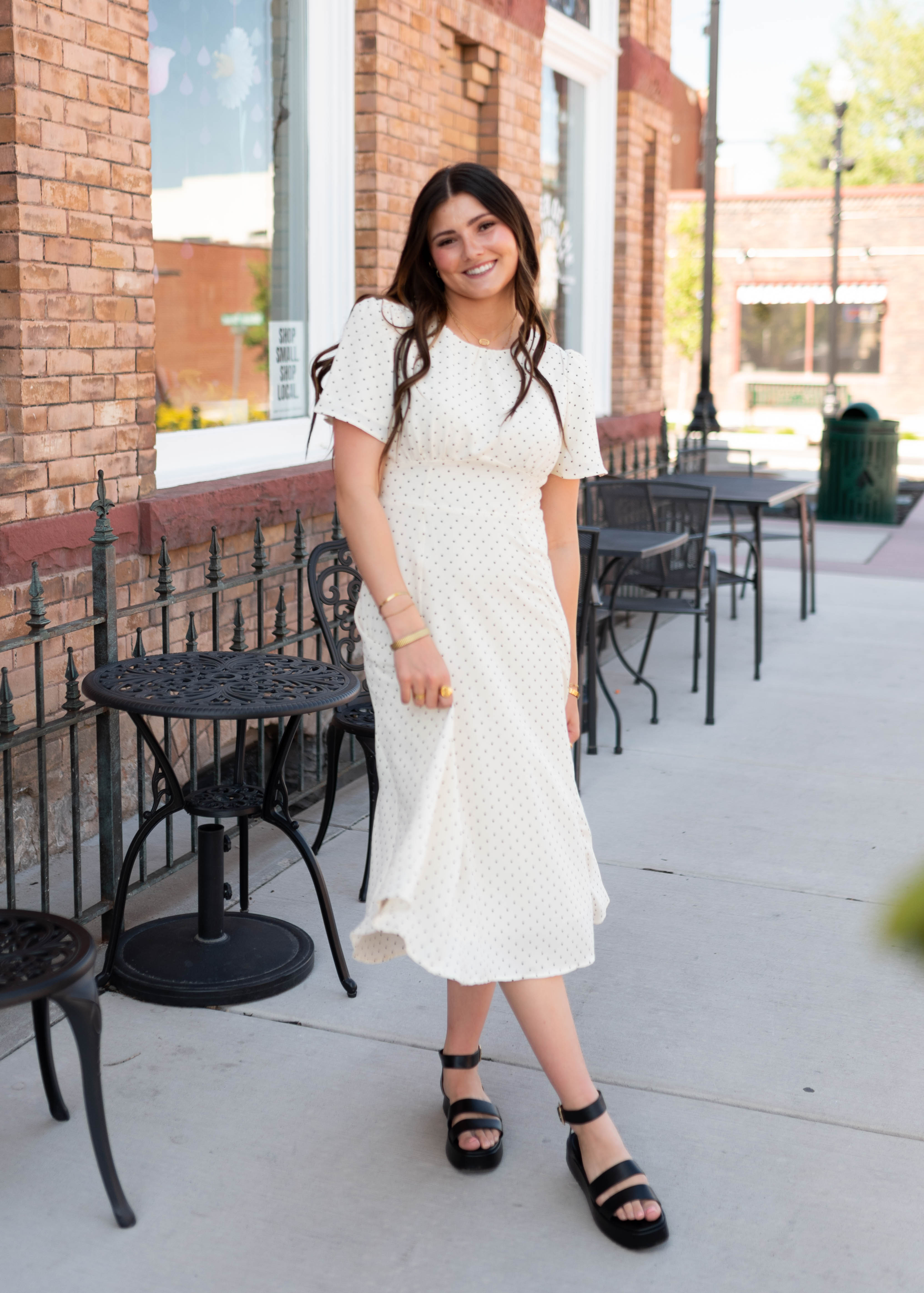 Cassandra Ivory Polka Dot Dress