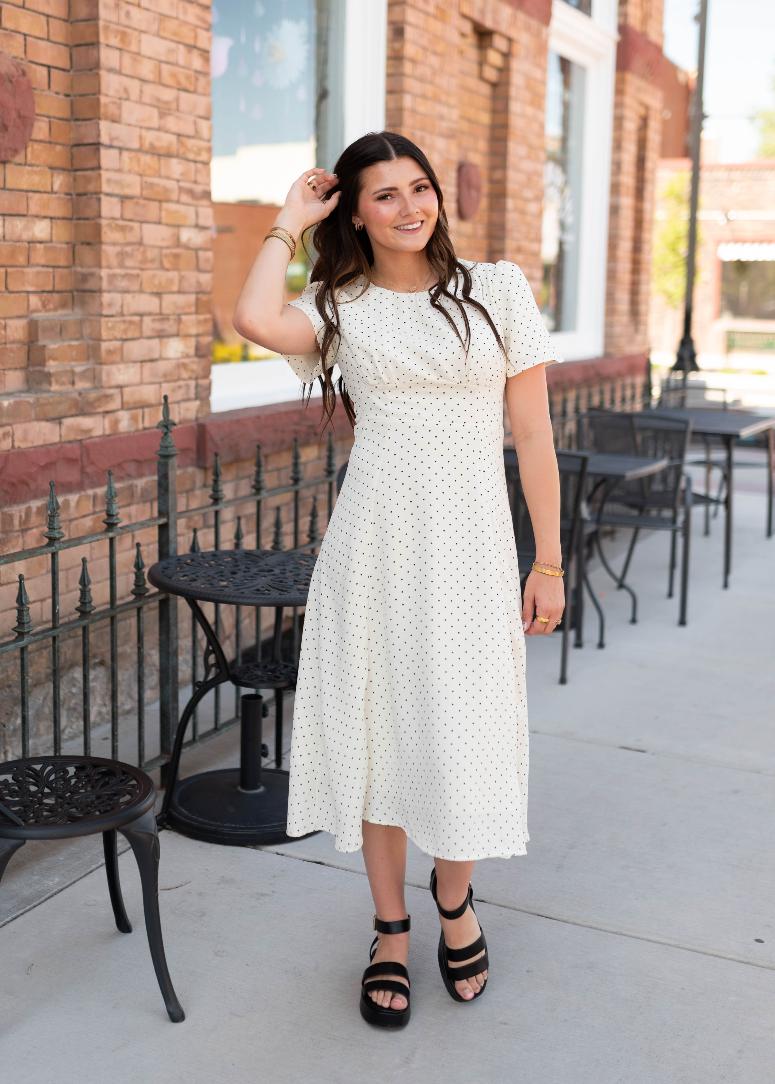 Cassandra Ivory Polka Dot Dress
