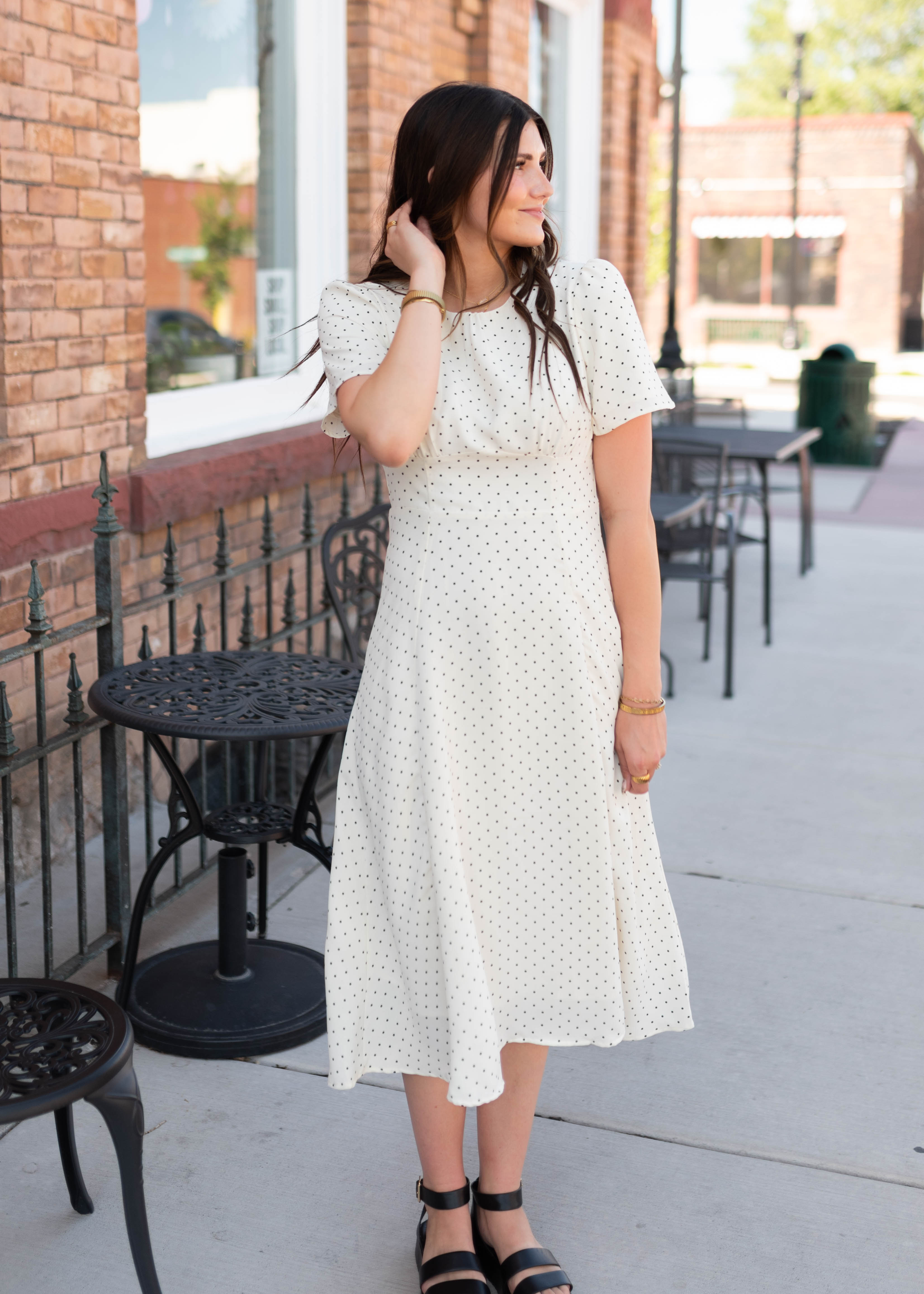 Cassandra Ivory Polka Dot Dress