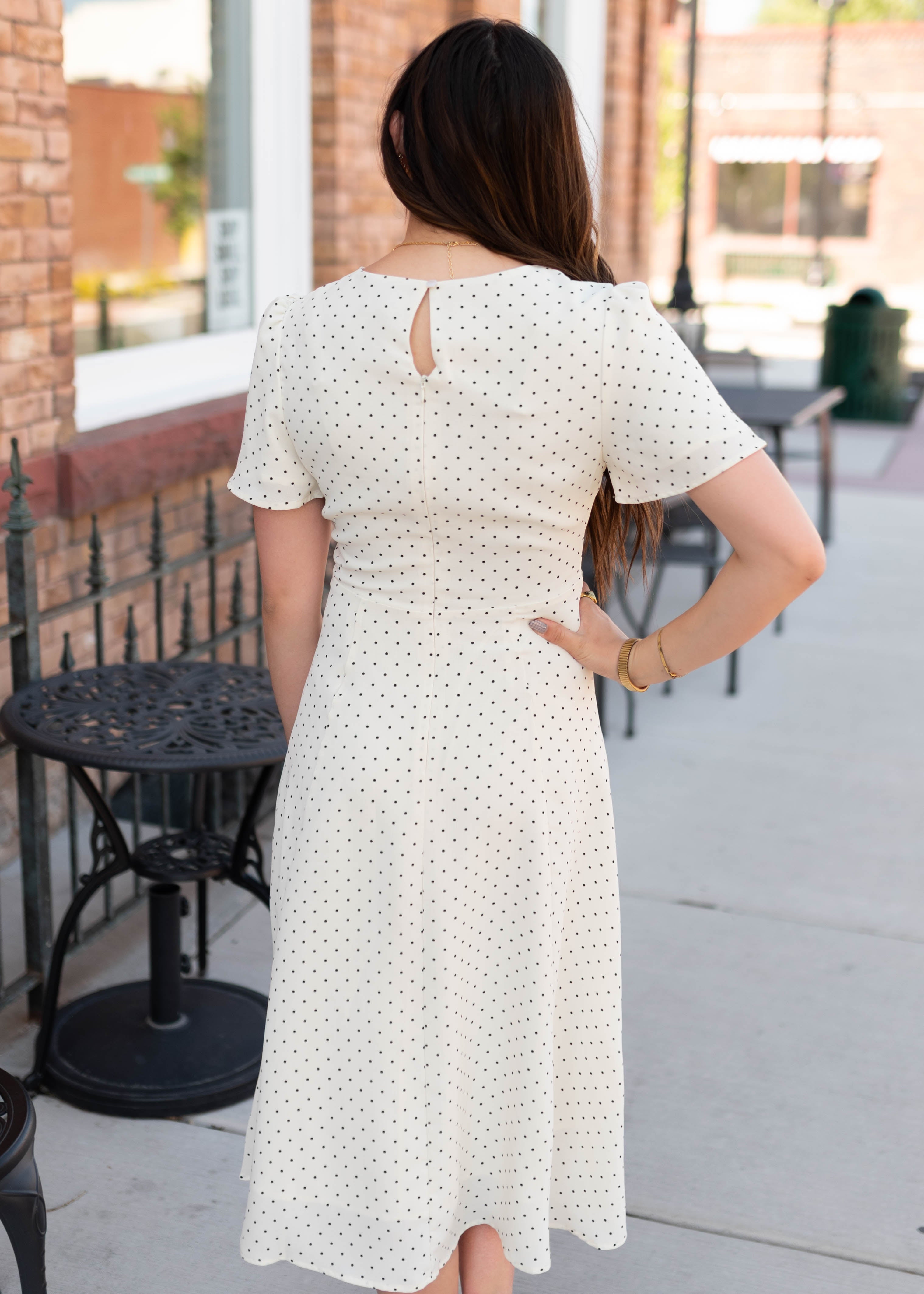 Cassandra Ivory Polka Dot Dress
