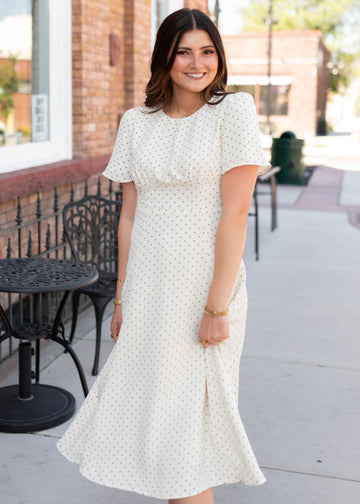 Cassandra Ivory Polka Dot Dress