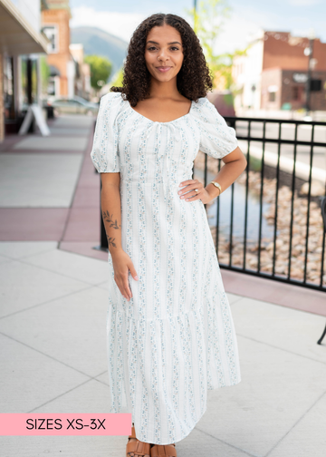 Catherine Blue Floral Tie Dress