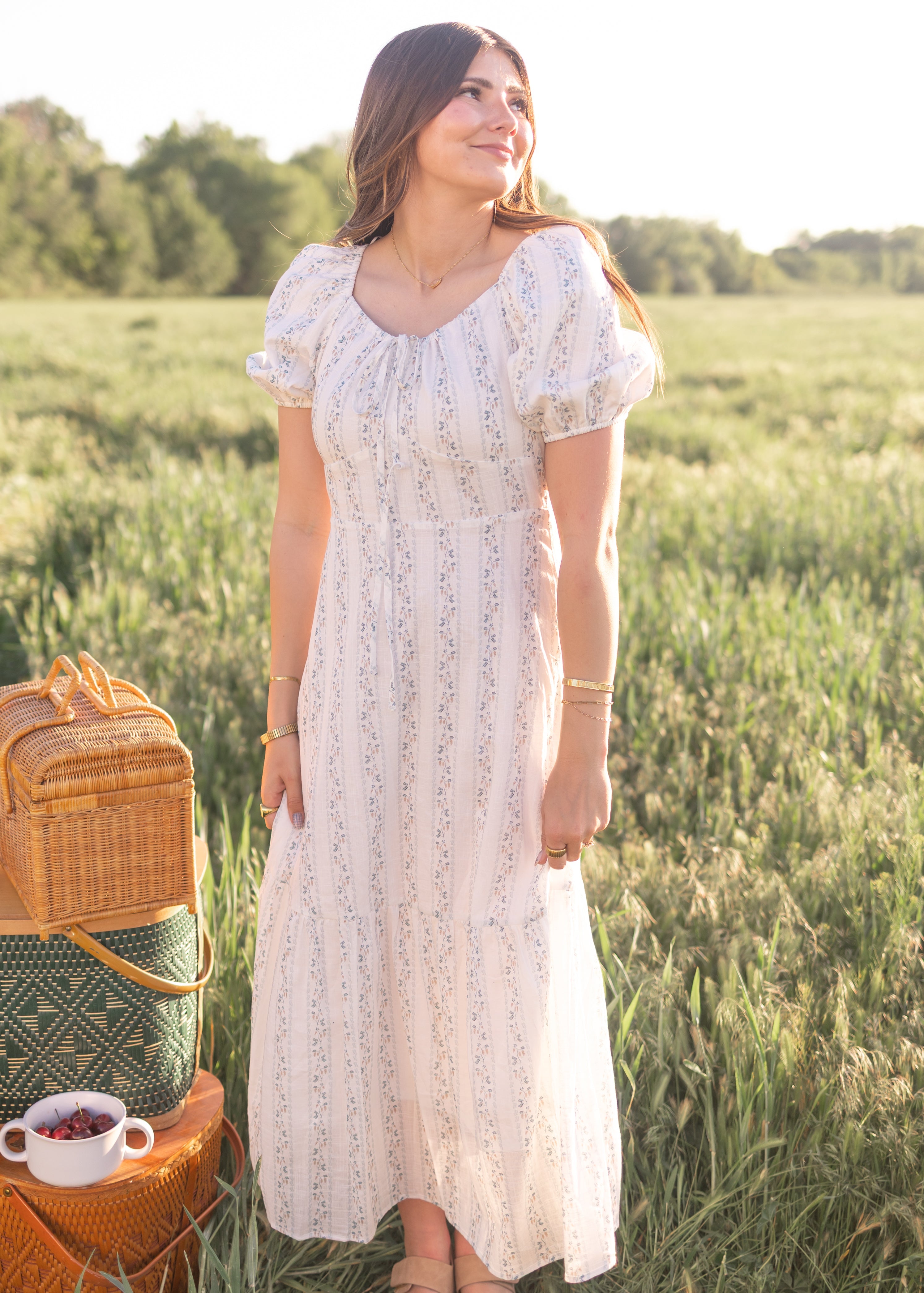 Catherine Blue Floral Tie Dress