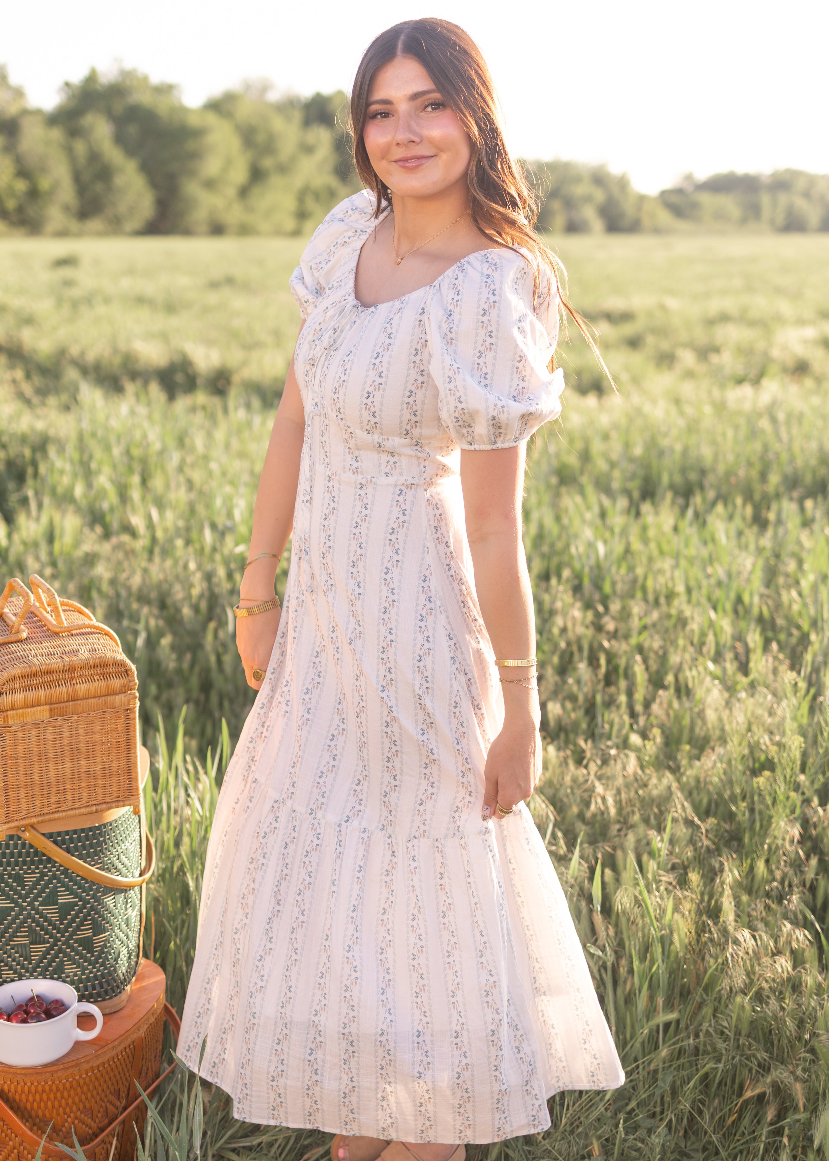 Catherine Blue Floral Tie Dress