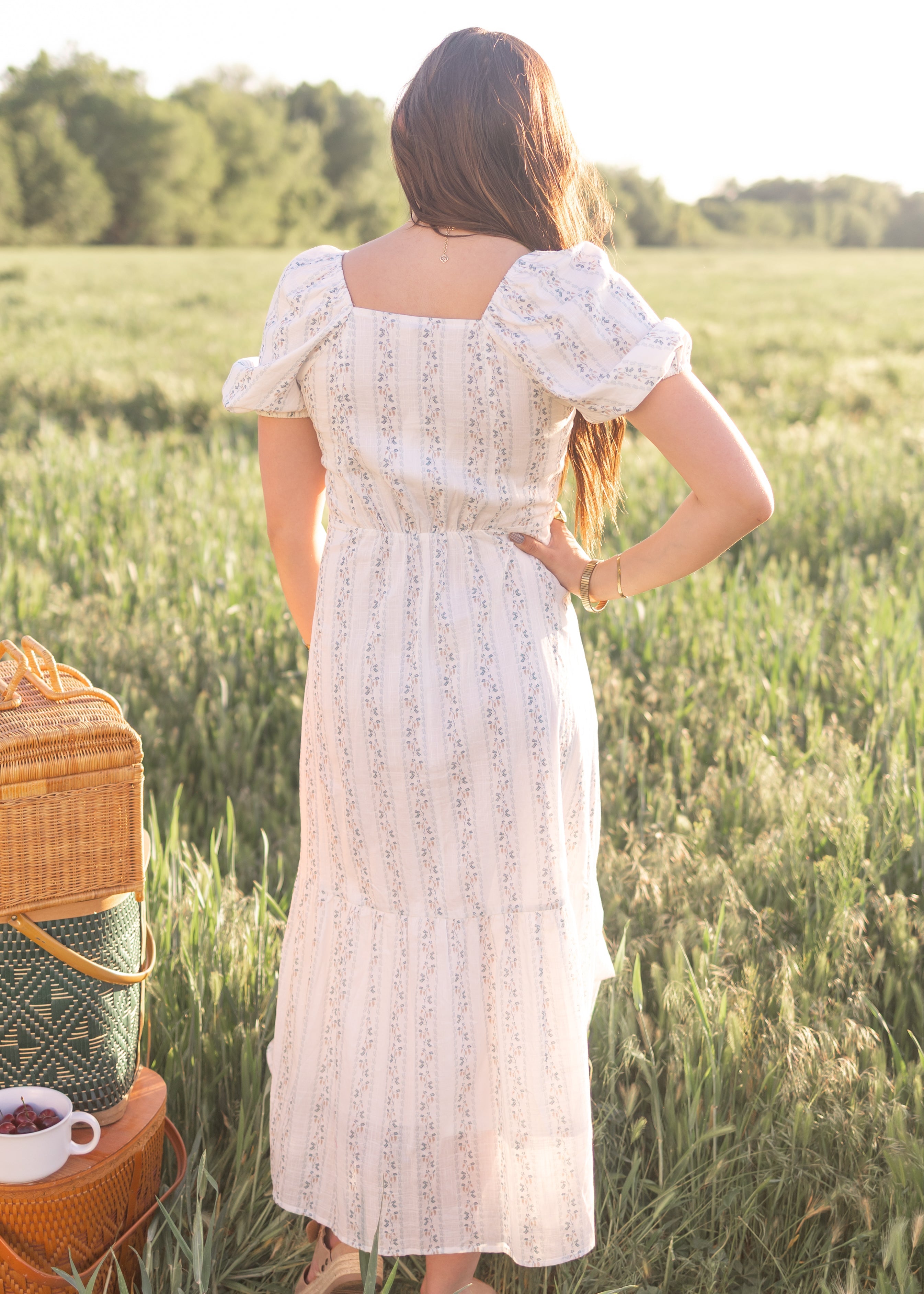Catherine Blue Floral Tie Dress