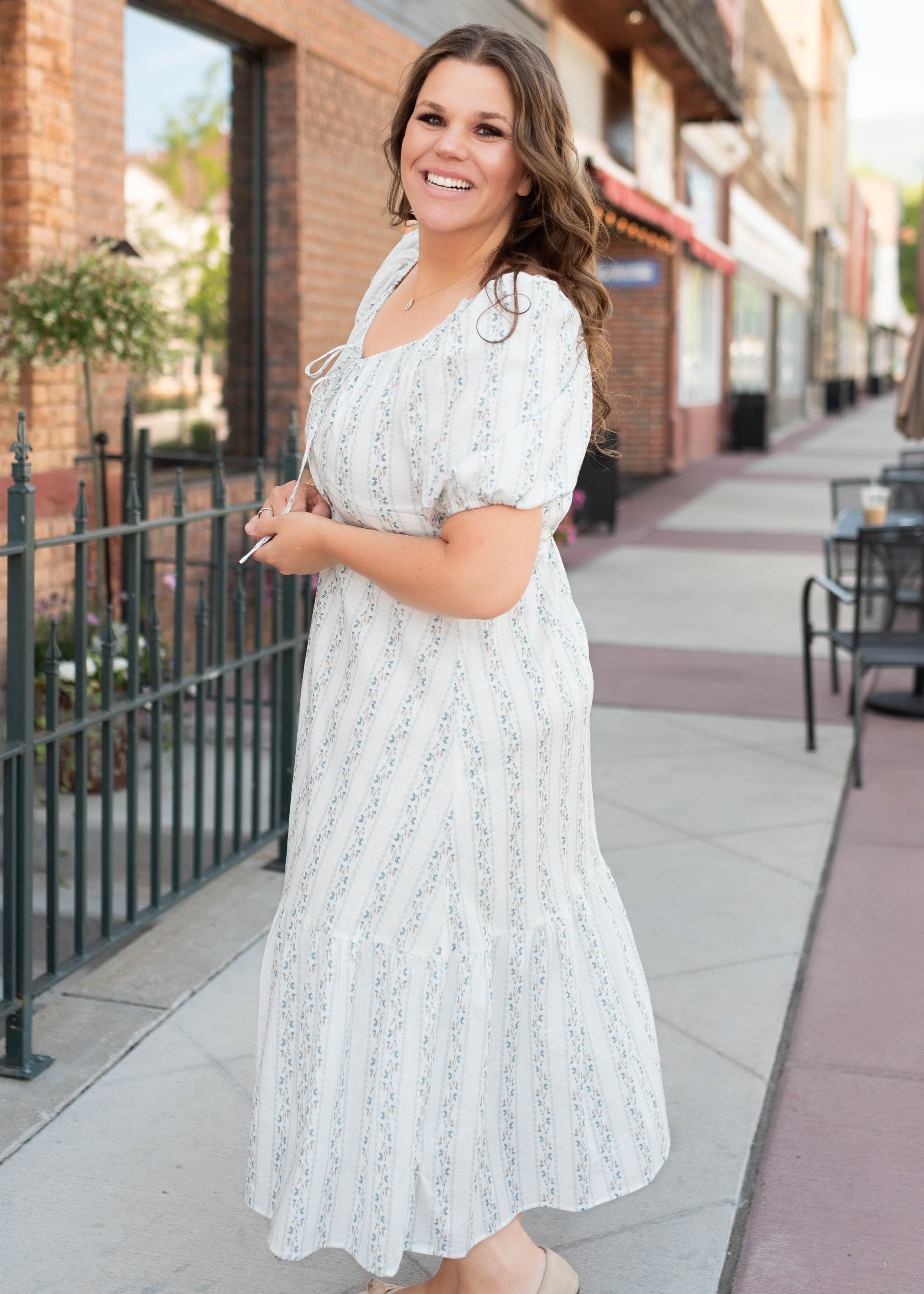 Catherine Blue Floral Tie Dress