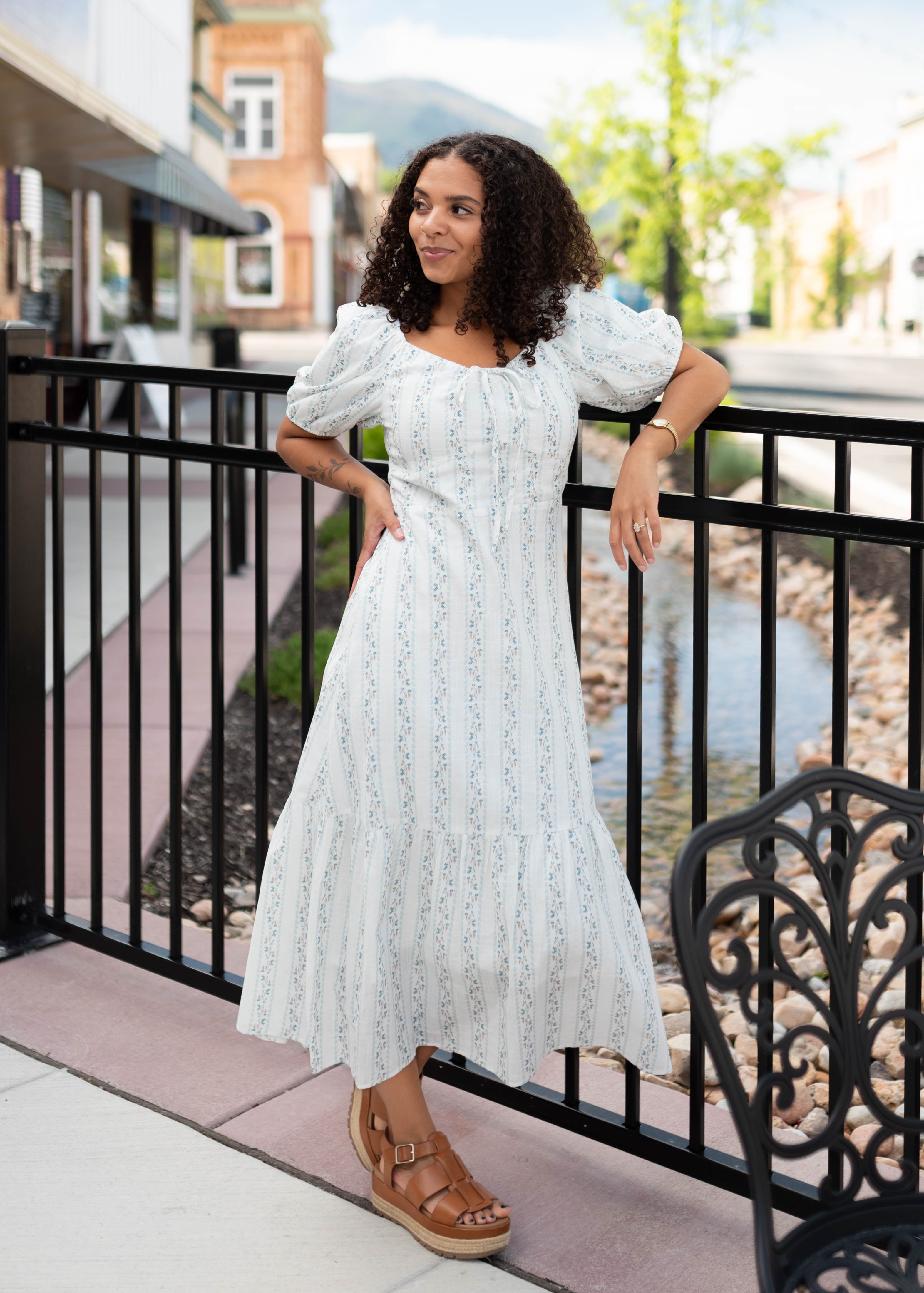 Catherine Blue Floral Tie Dress