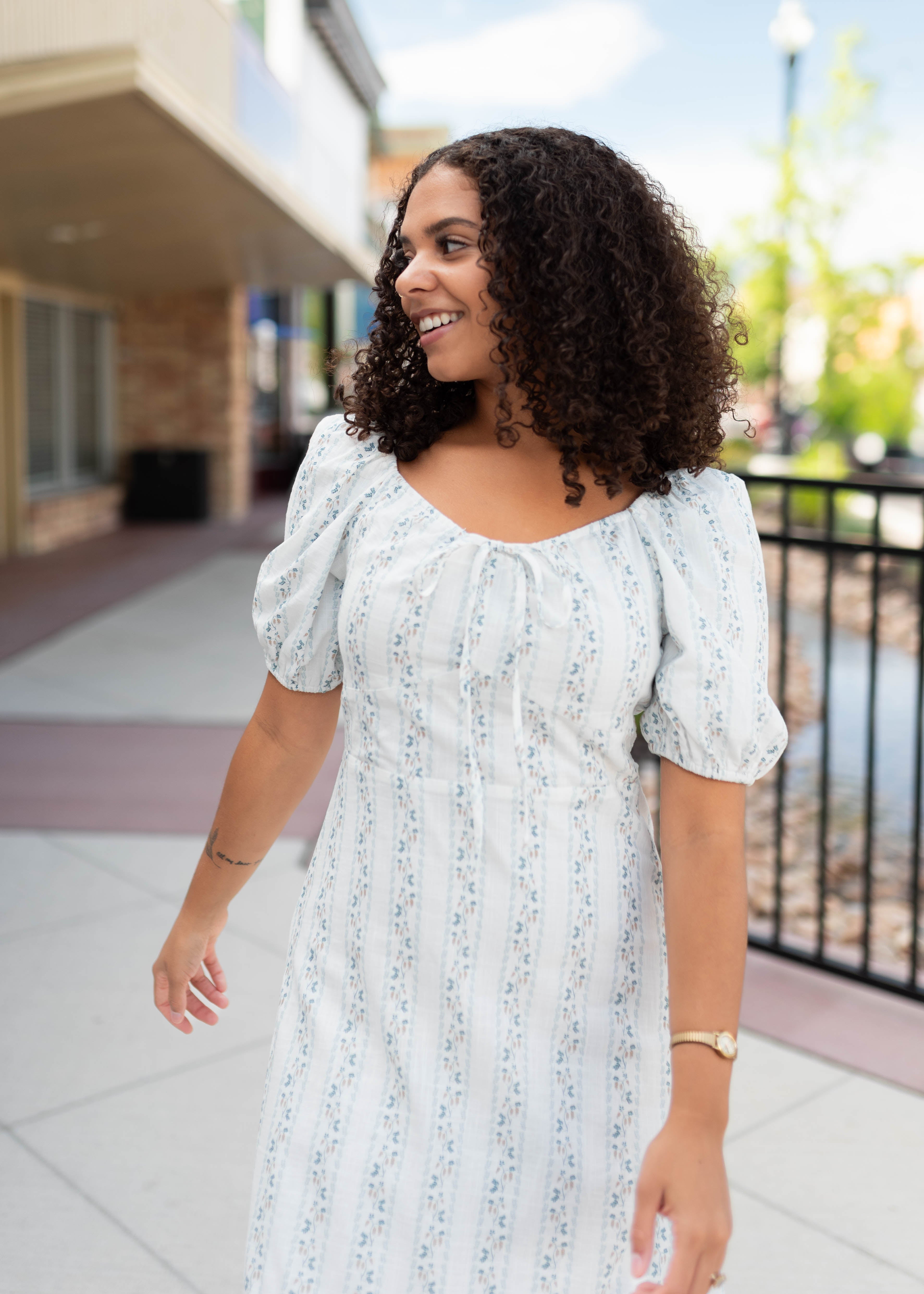 Catherine Blue Floral Tie Dress