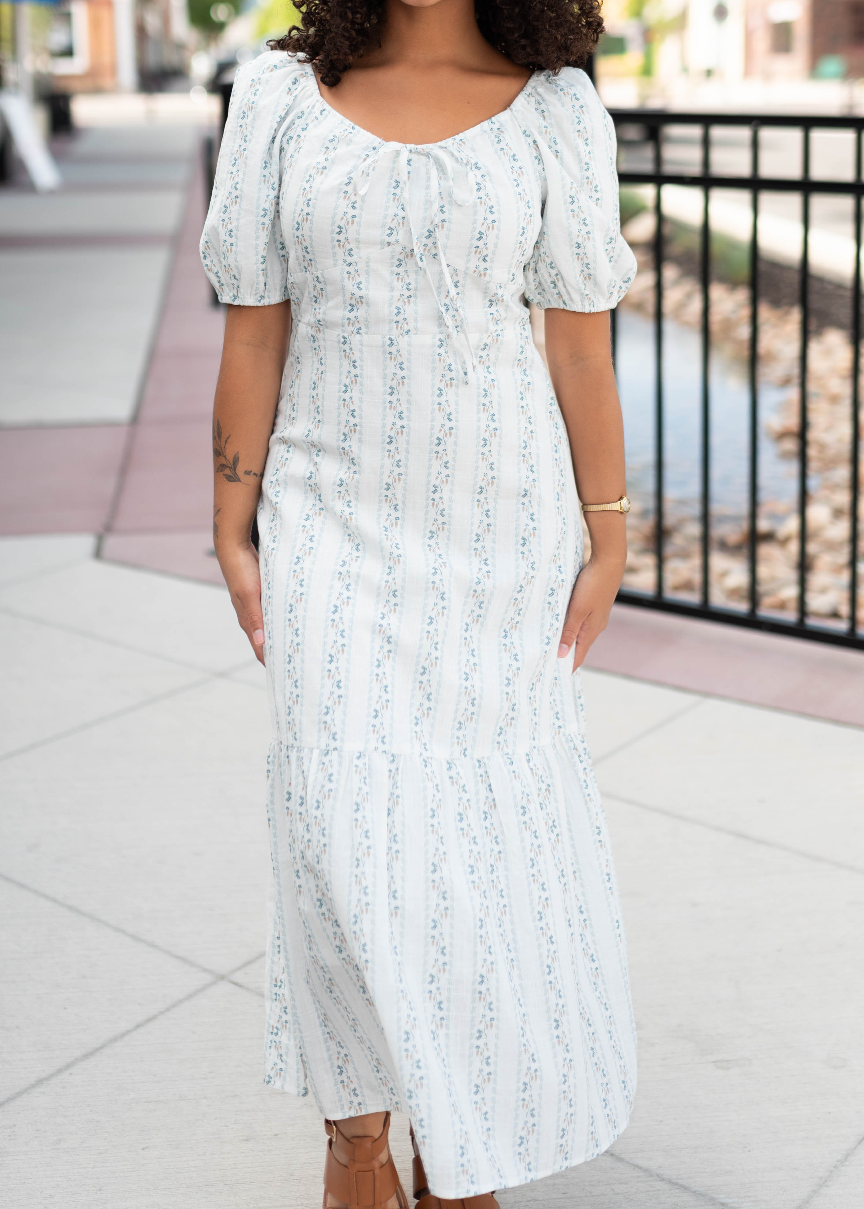 Catherine Blue Floral Tie Dress