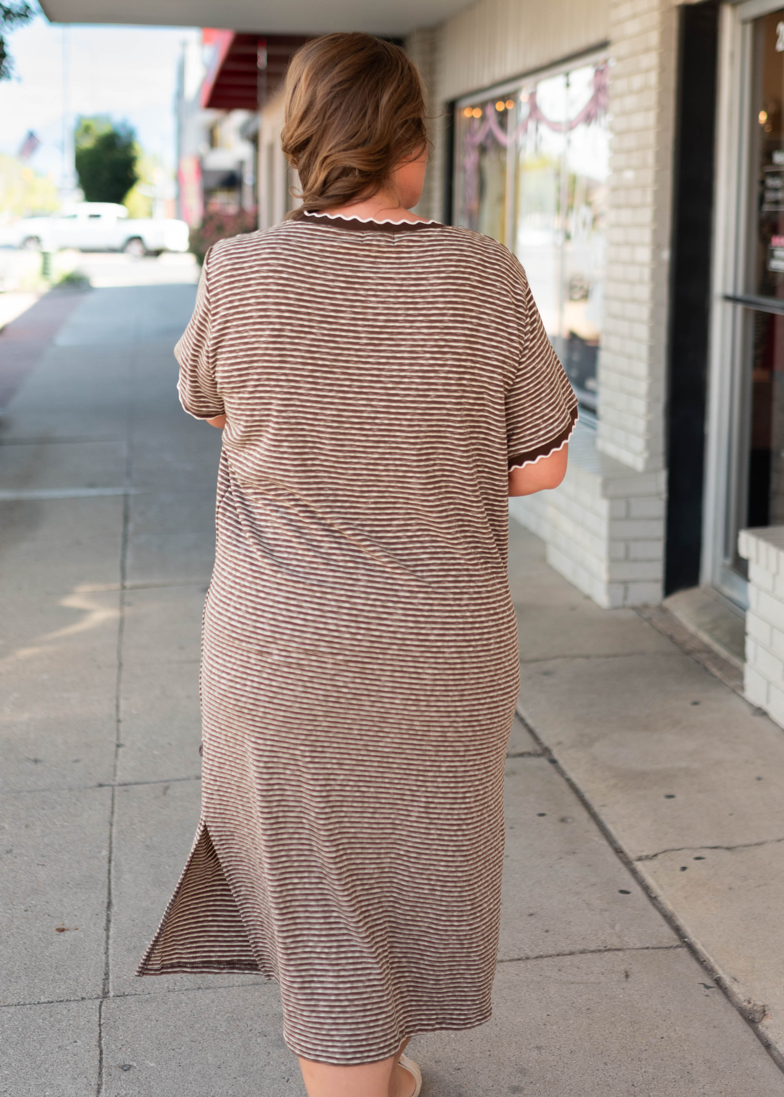 Cathleen Brown & White Striped T-Shirt Dress
