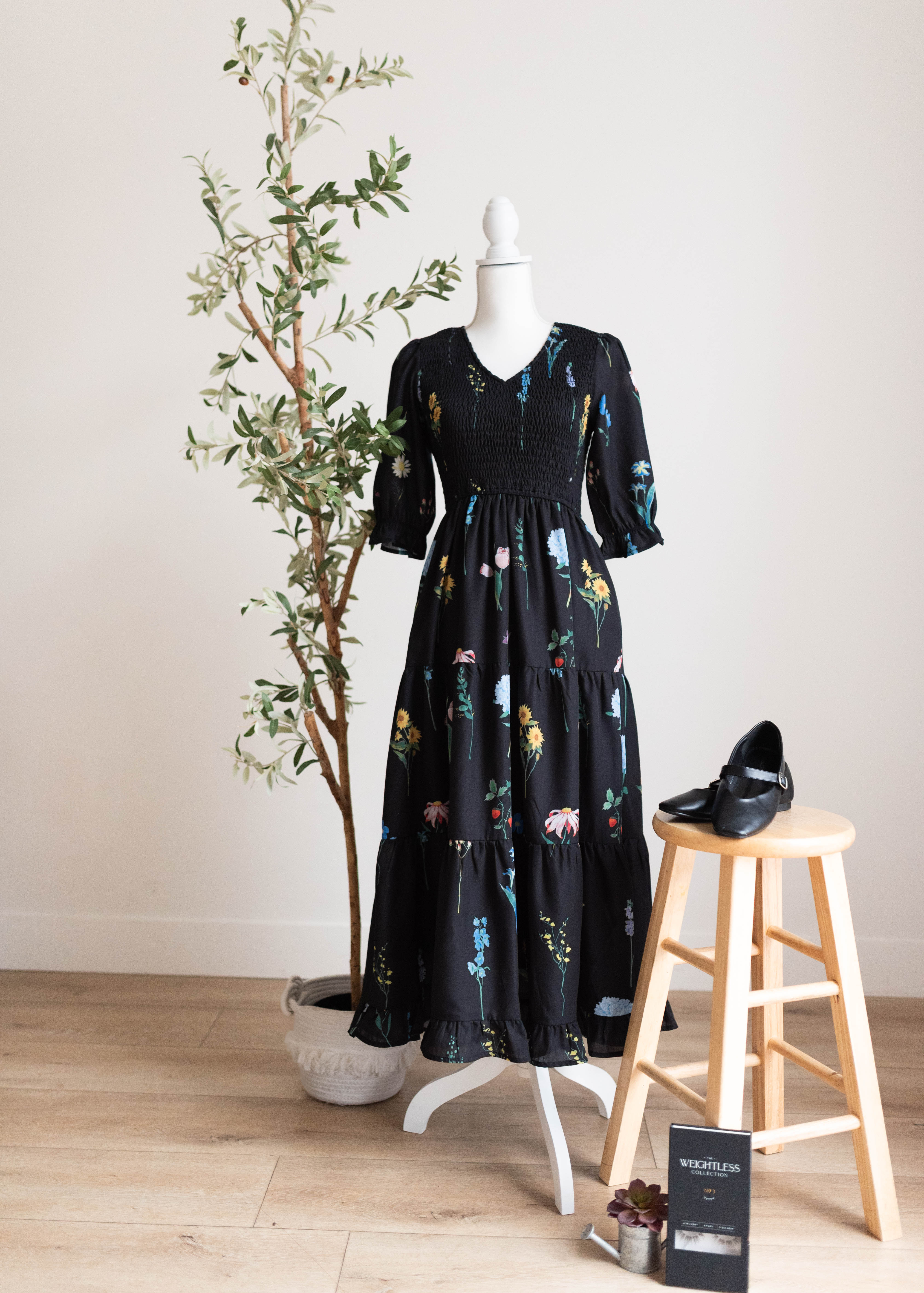 Cecelia Black Floral Dress