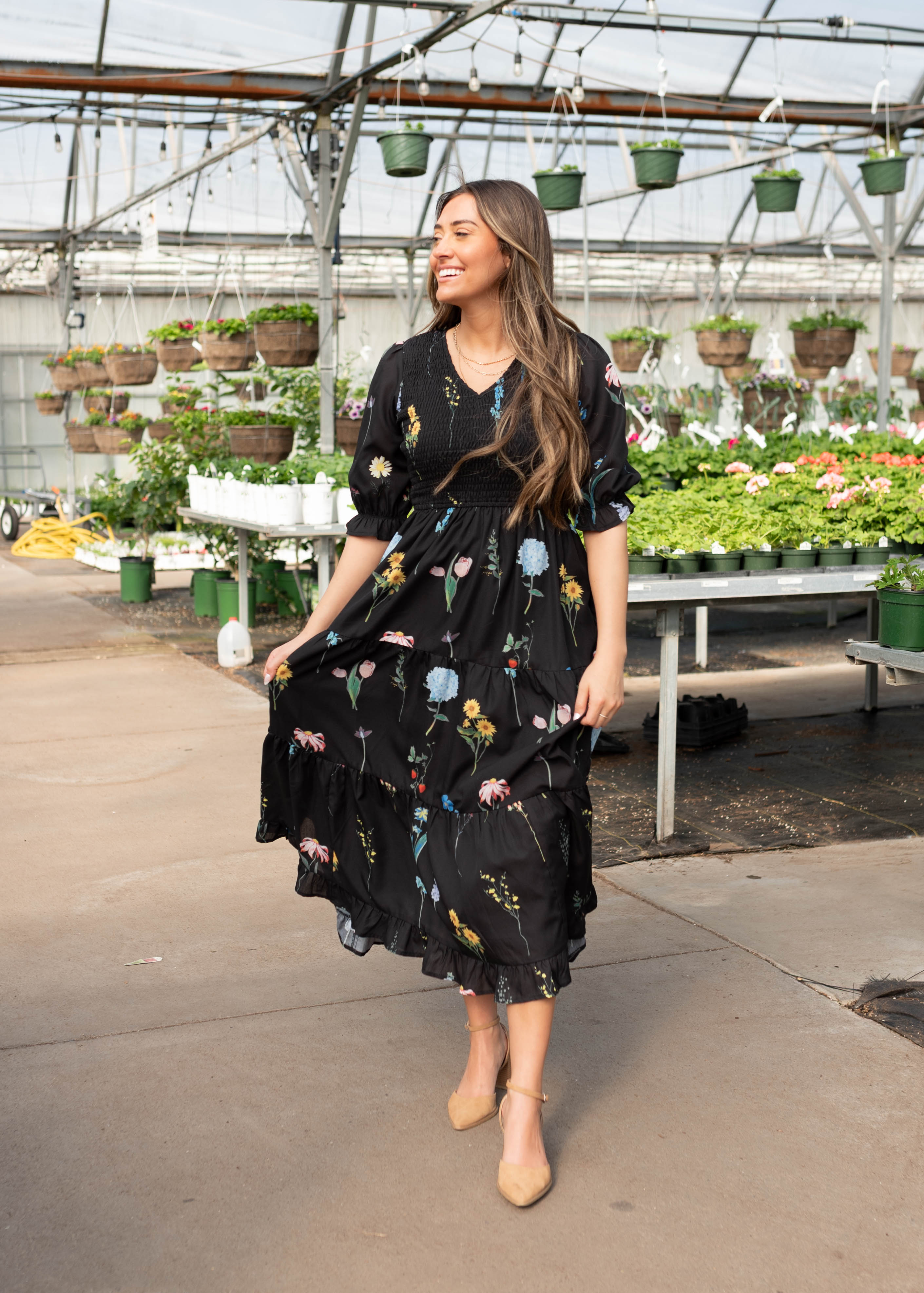 Cecelia Black Floral Dress