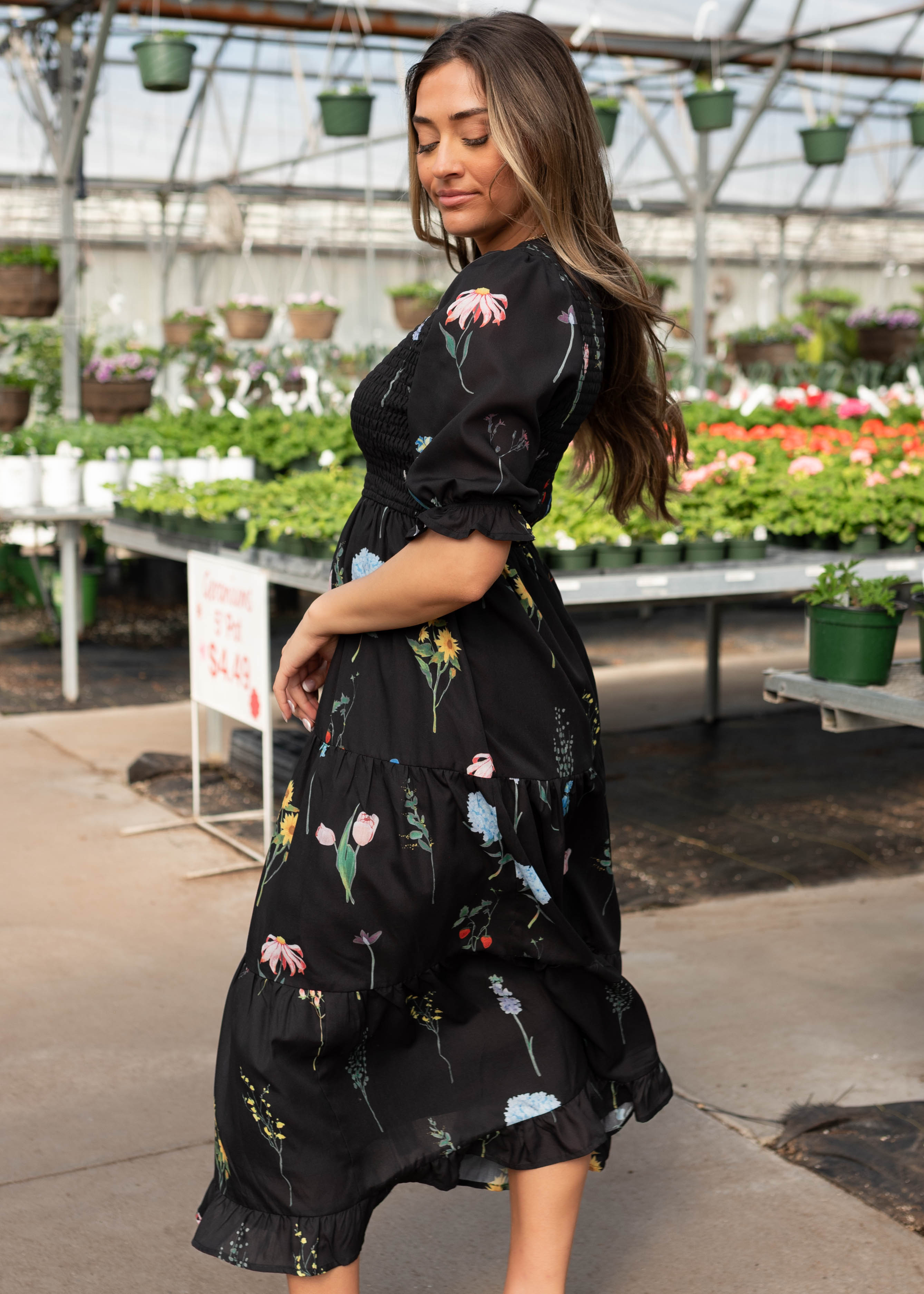 Cecelia Black Floral Dress