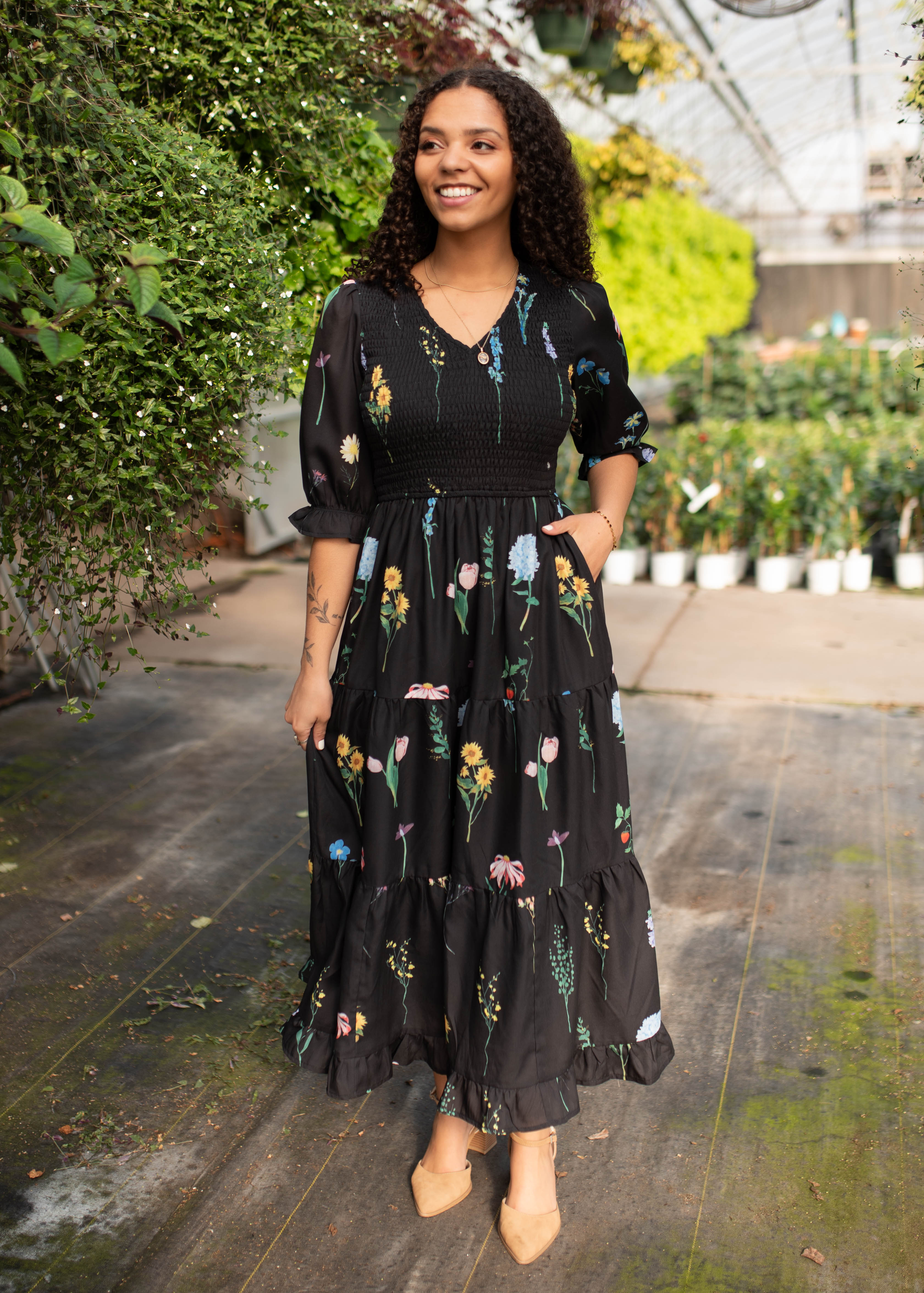 Cecelia Black Floral Dress