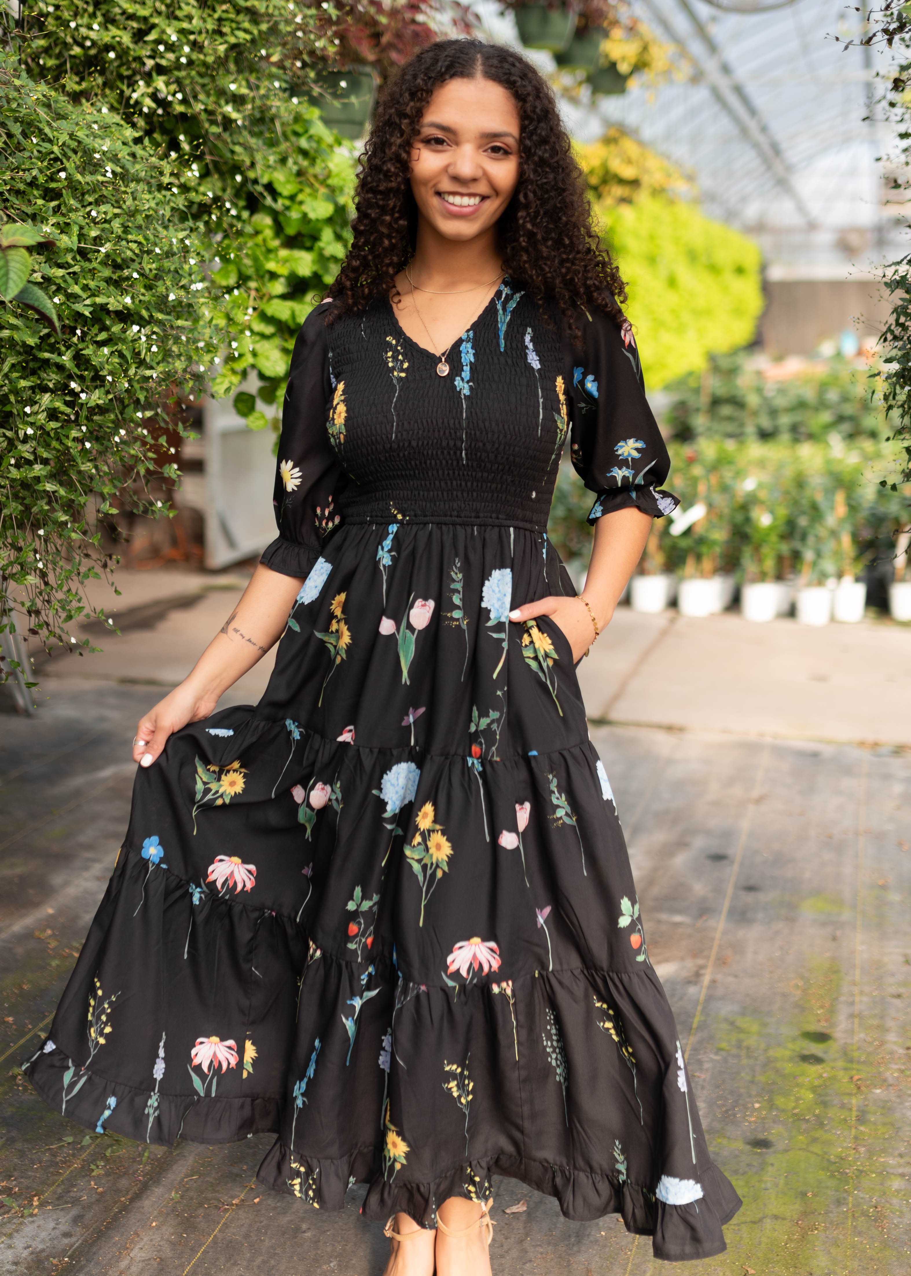 Cecelia Black Floral Dress