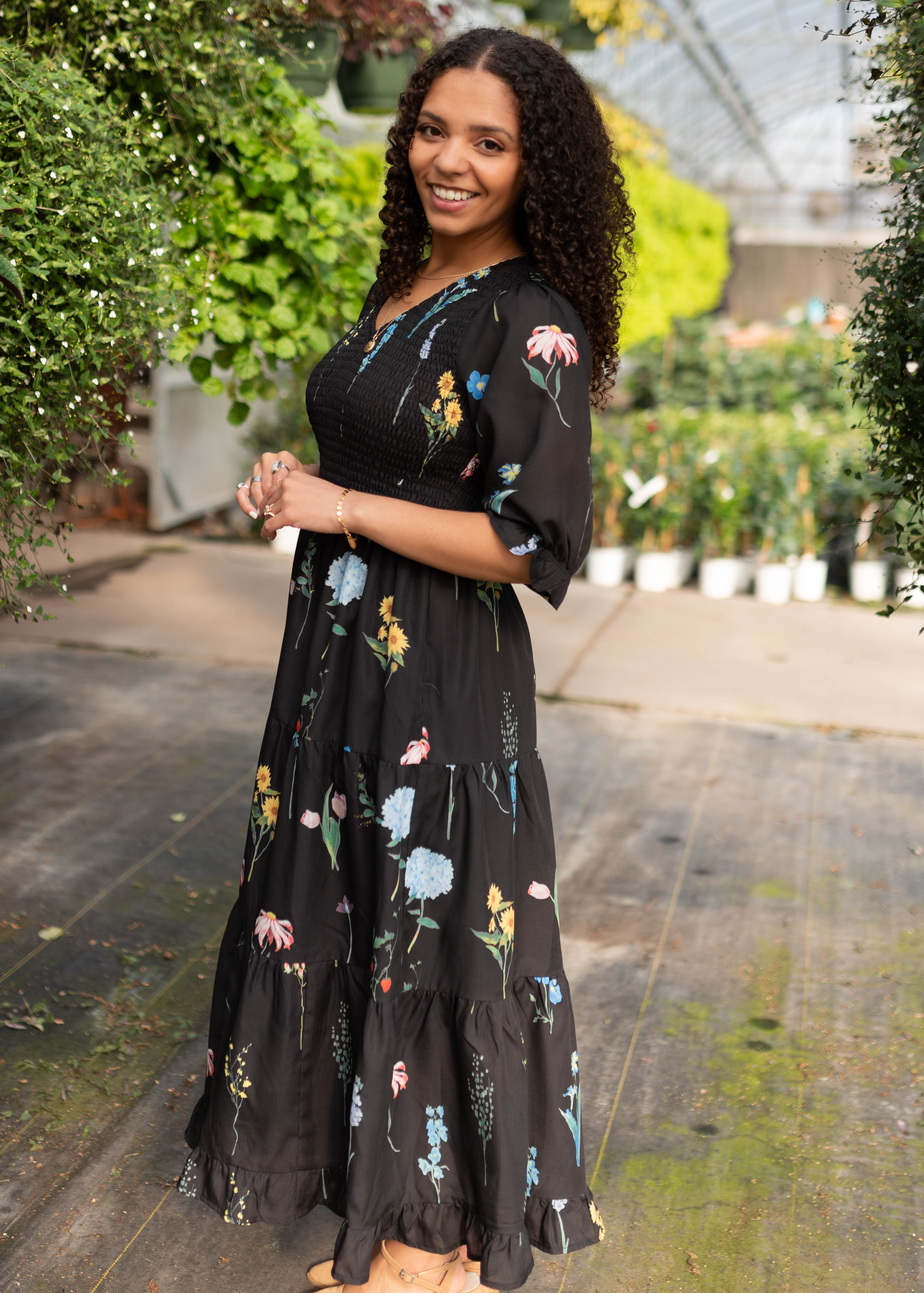 Cecelia Black Floral Dress