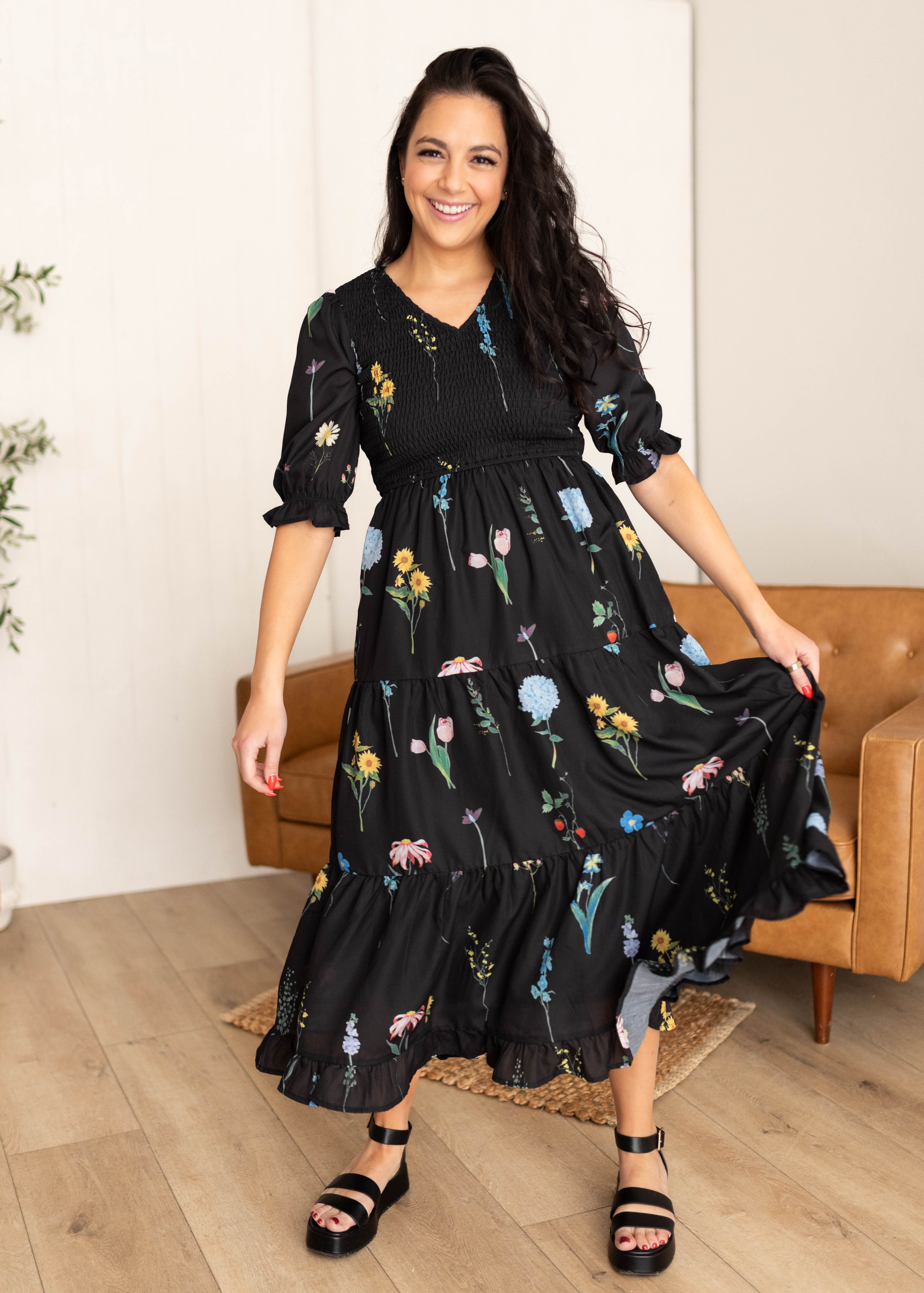Cecelia Black Floral Dress