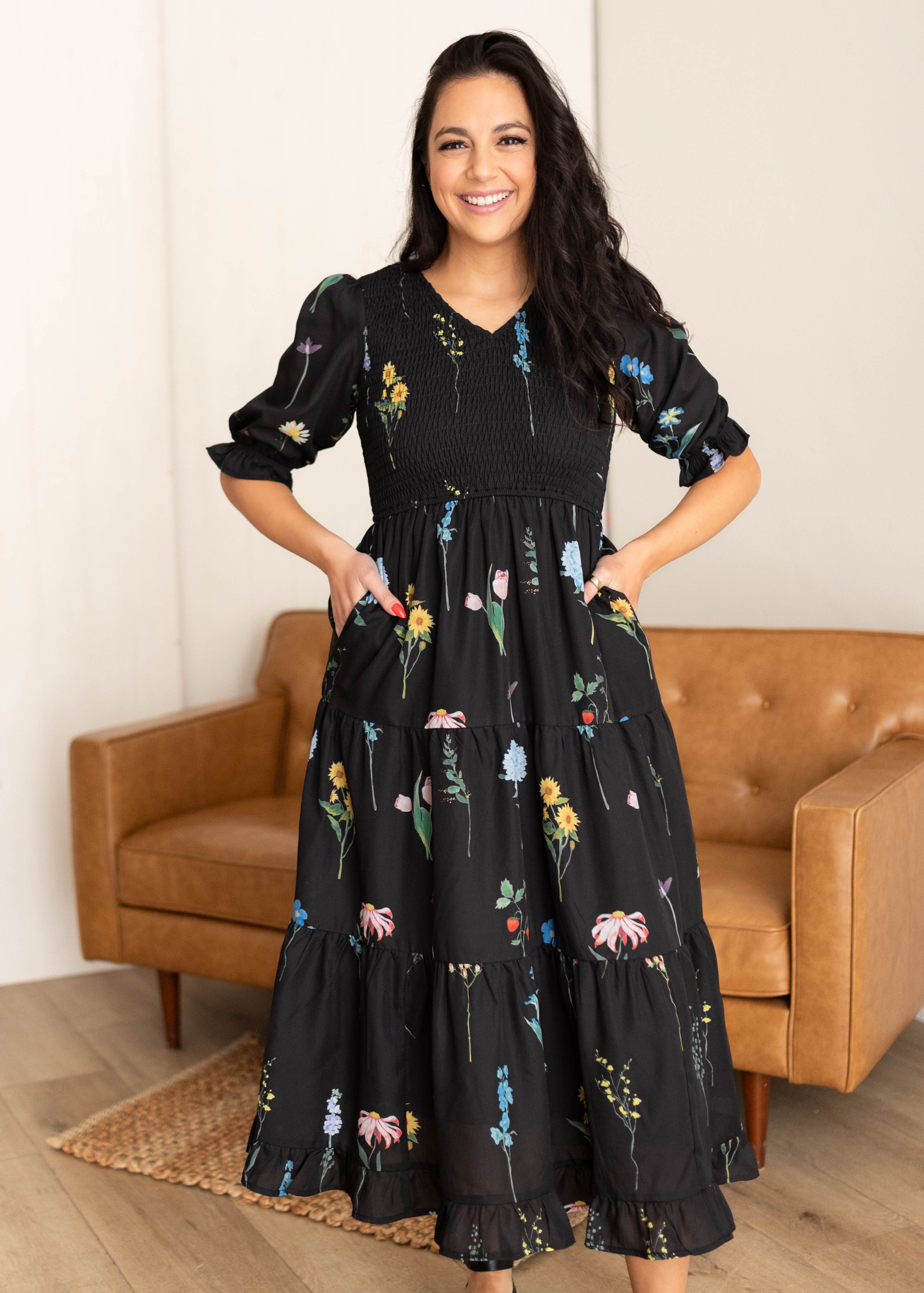 Cecelia Black Floral Dress